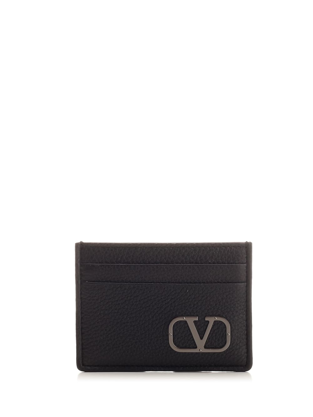 Shop Valentino Leather Card Holder In Black