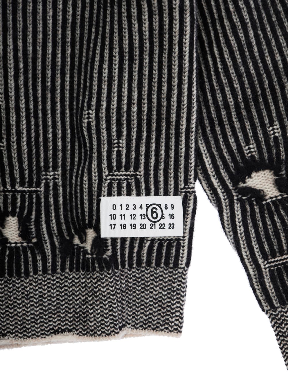 Mm6 Maison Margiela Distressed Wool Crewneck Sweater Kids In Gray