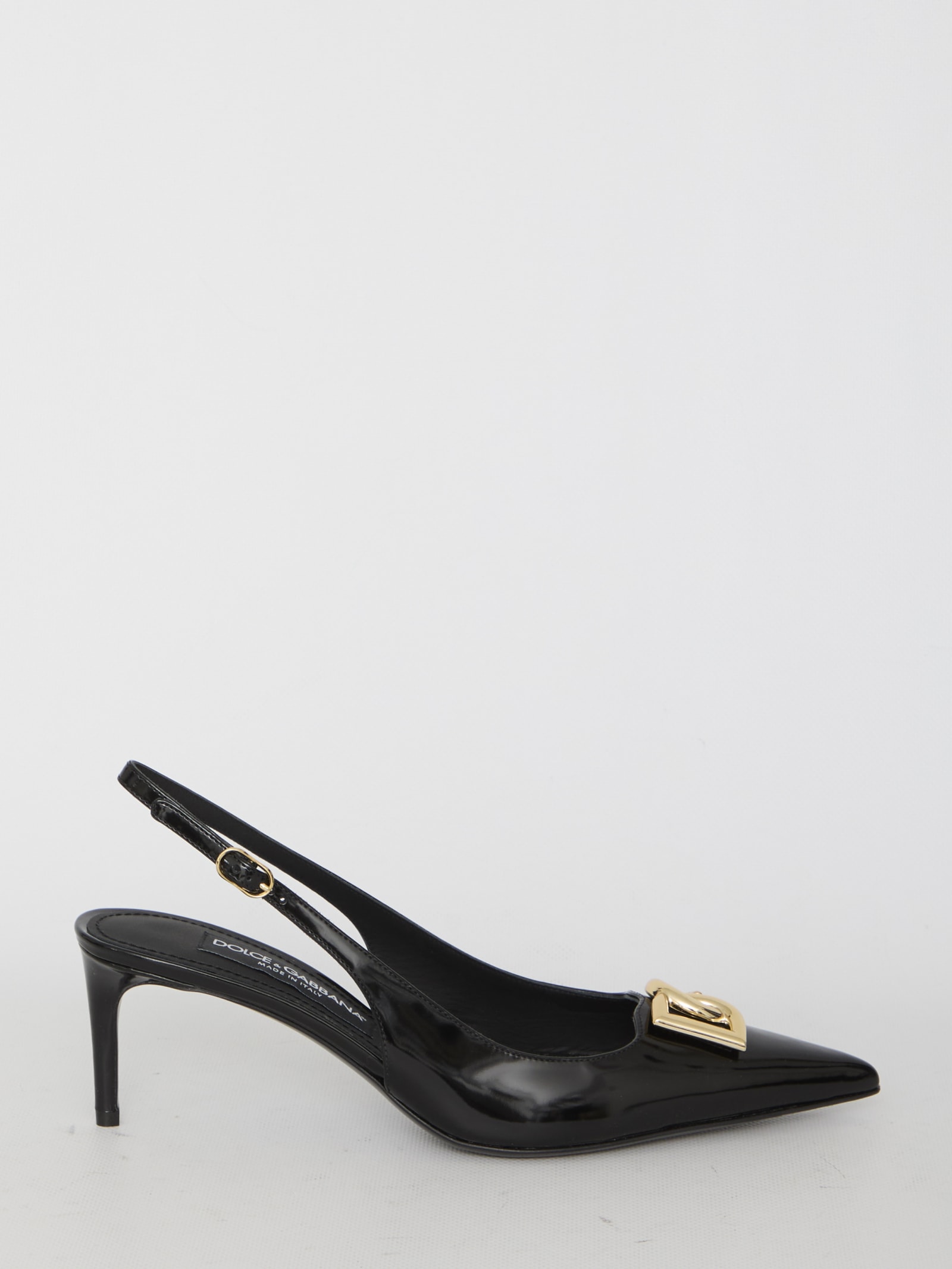 Dolce & Gabbana Slingback In Shiny Leather In Nero