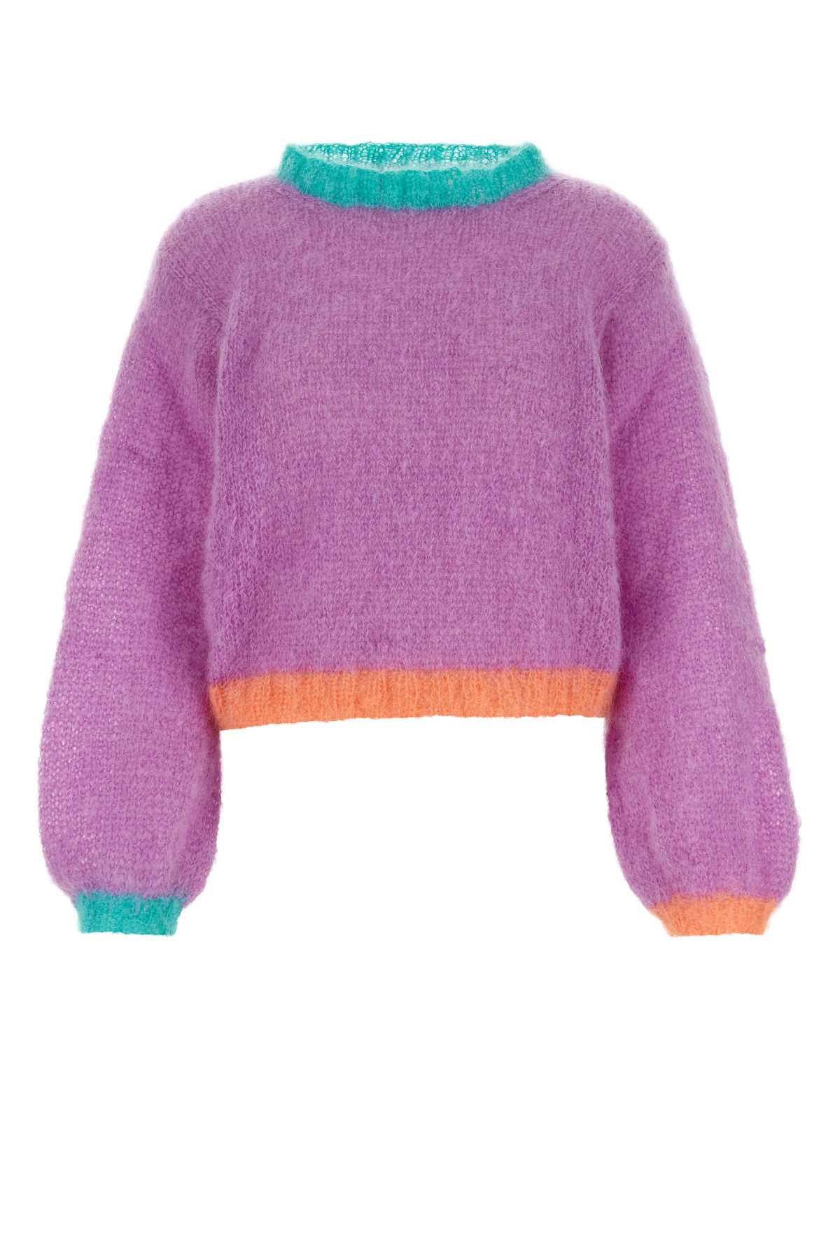 Purple Stretch Mohair Blend Sweater