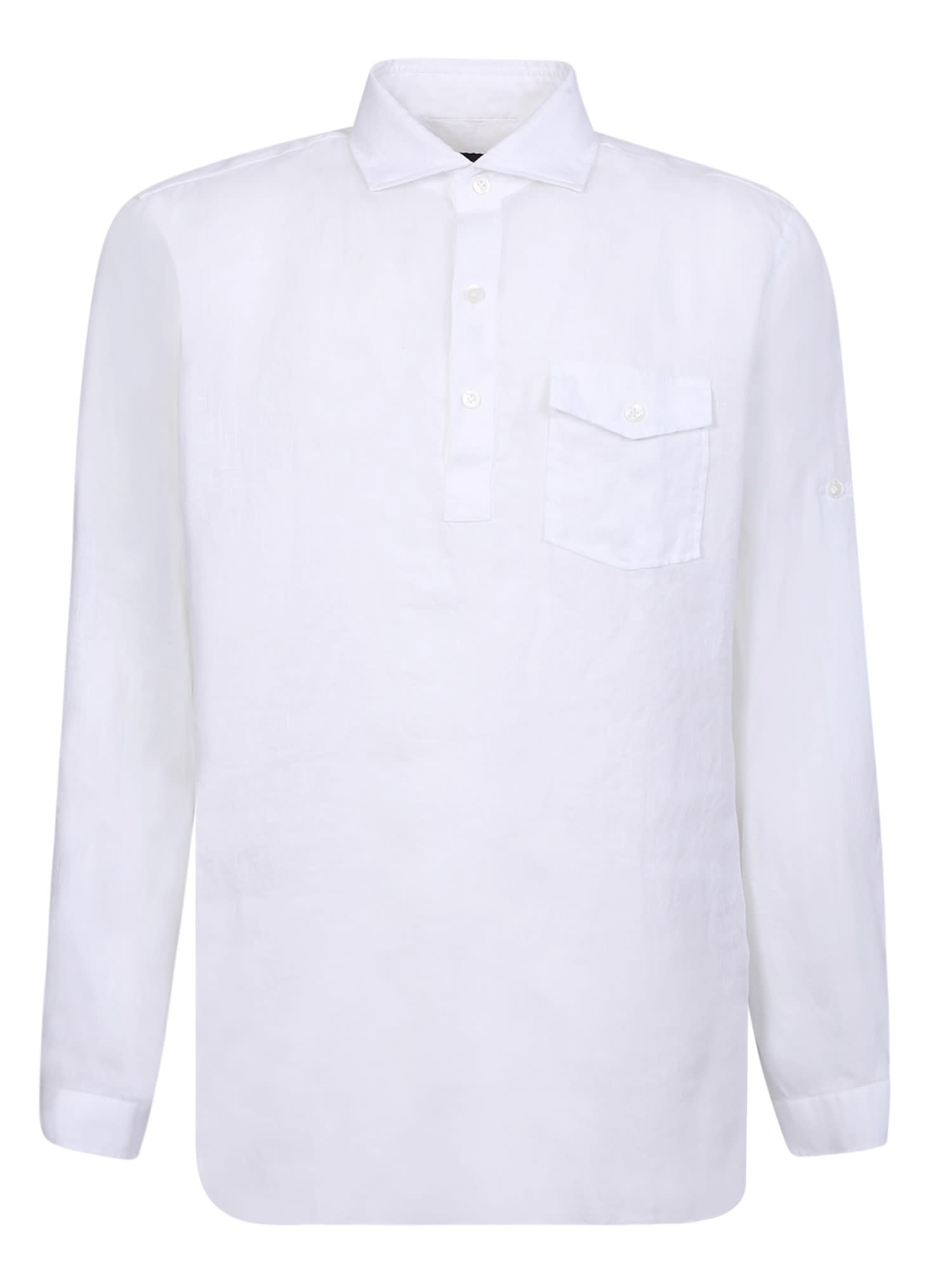 Shop Lardini Linen White Polo Shirt