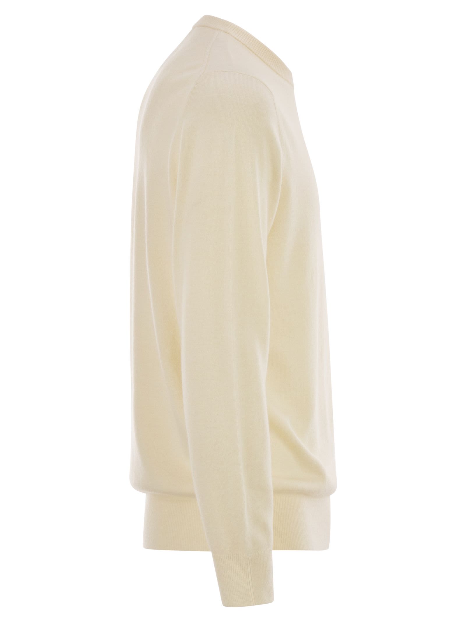 Mc2 Saint Barth Heron - Crew Neck Jumper With Embroidery On The Chest In White