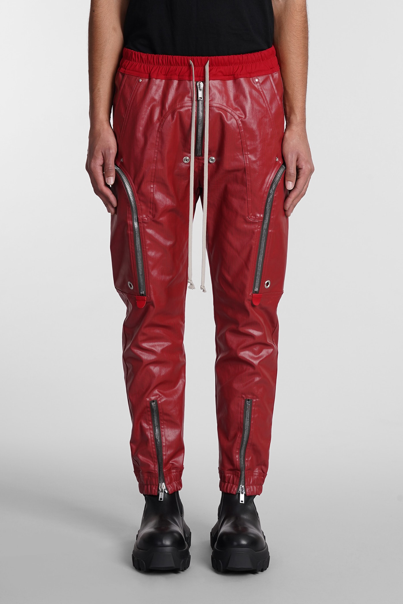 Bauhaus Cargo Pants In Red Cotton