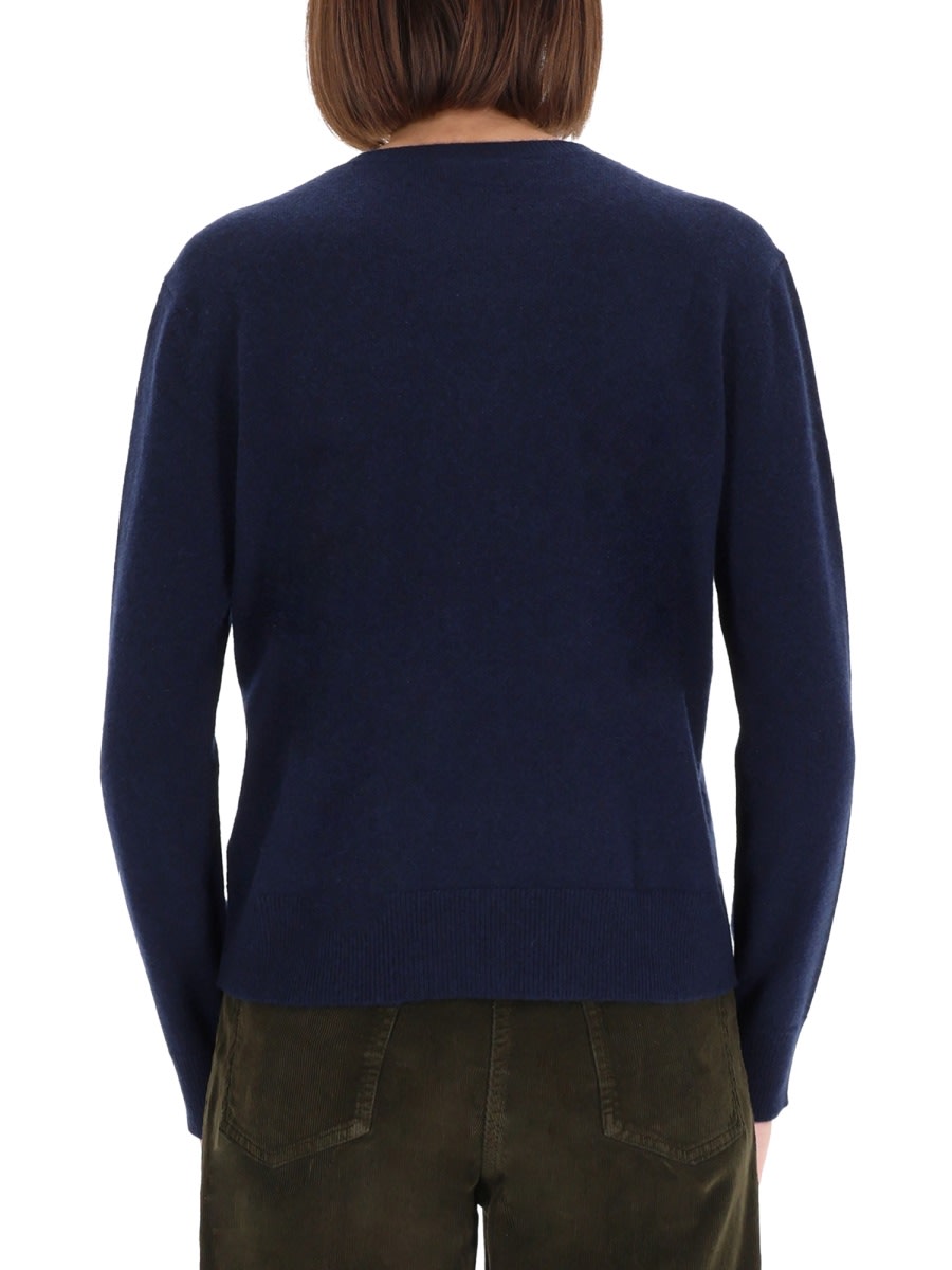Aspesi Cashmere Crew-neck Sweater In Azul Oscuro