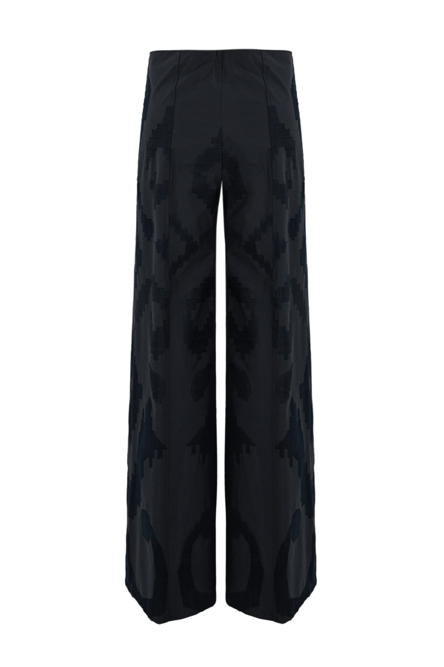 Shop Liviana Conti Palazzo Trousers With Embroidery In Notte