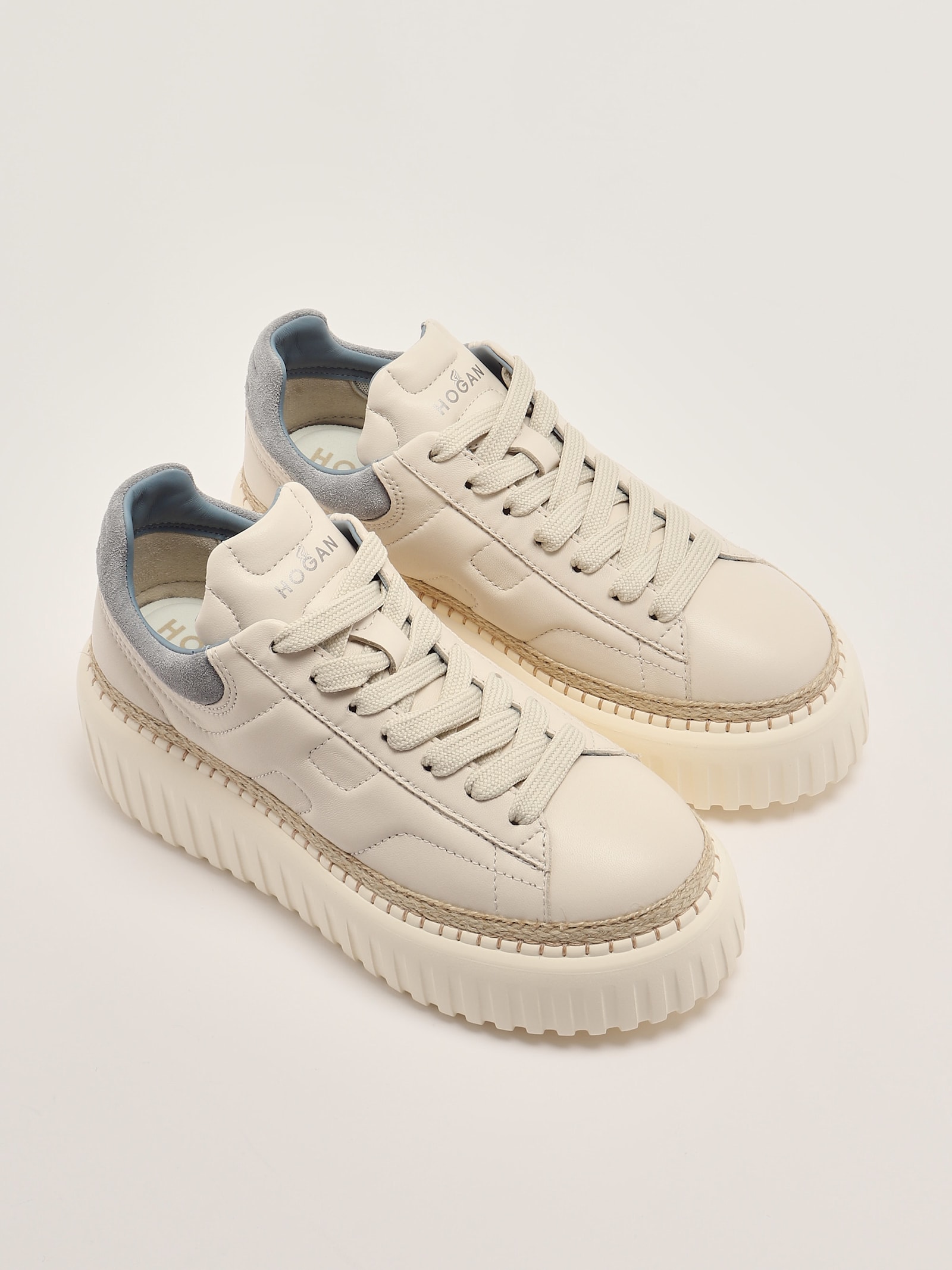 Shop Hogan H-stripes Platform Low-top Sneakers In Burro-avio