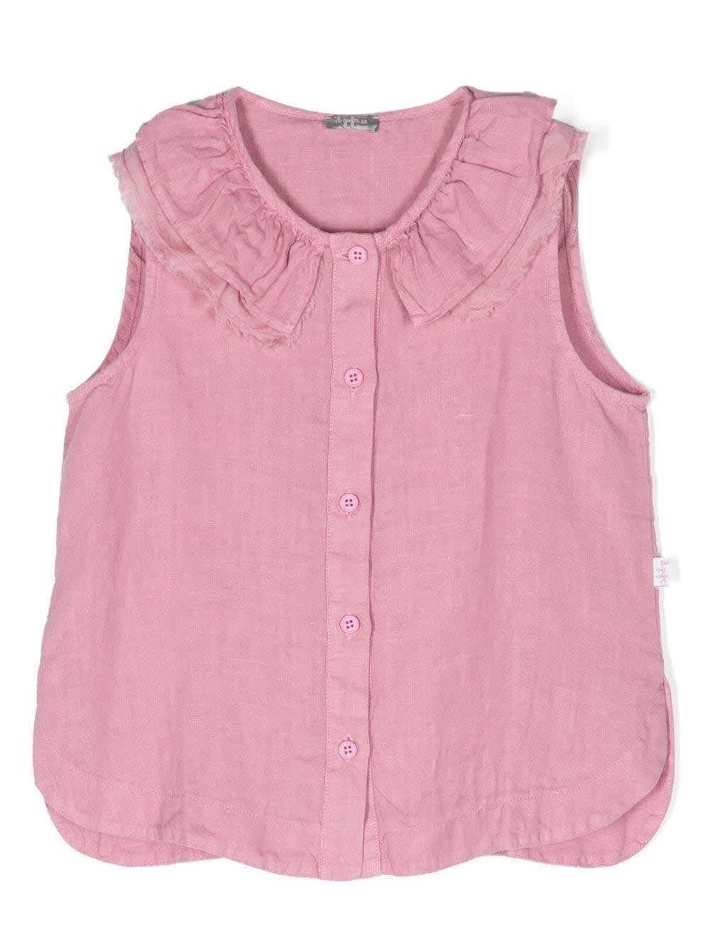 Il Gufo Ruffle-trim Sleeveless Blouse In Pink