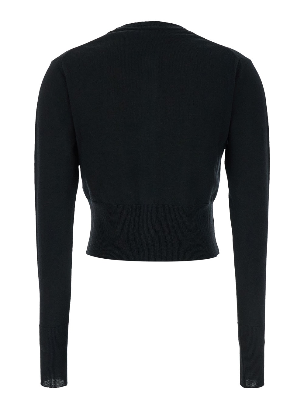 Vivienne Westwood Bea Black Cropped Cardigan With Orb Embroidery In Wool Woman In Black