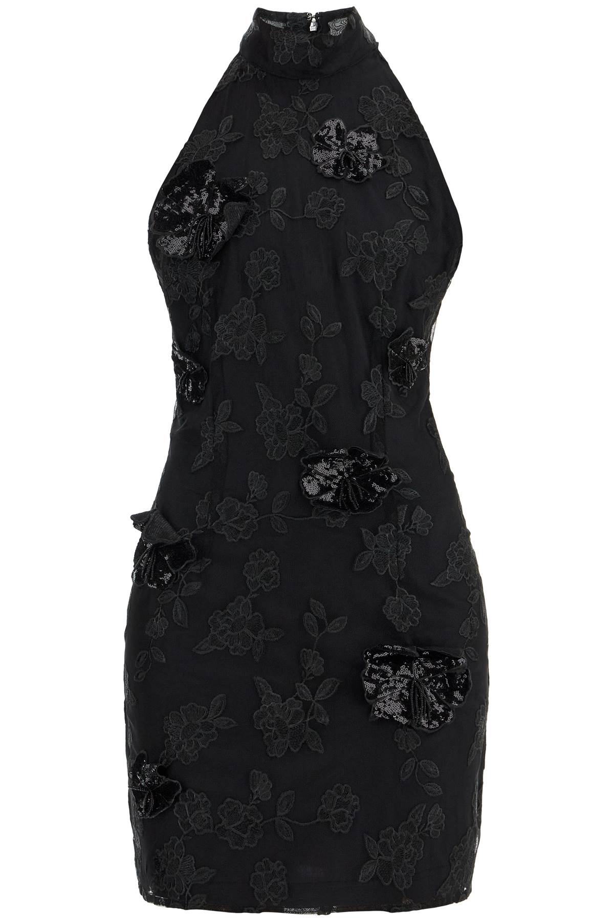 Rotate by Birger Christensen Black Floral Recycled Polyester Mini Dress