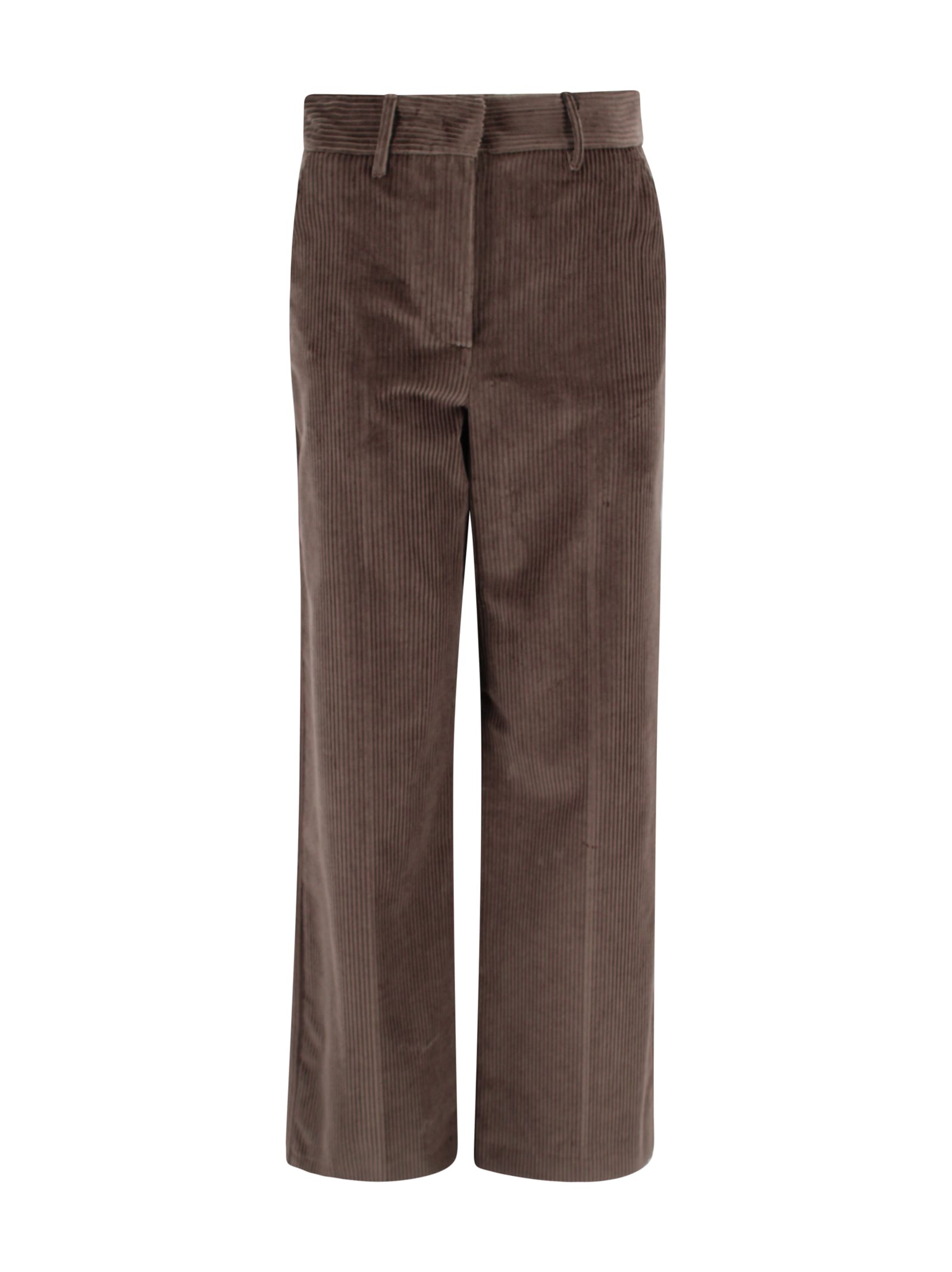 Weekend Max Mara Wide-leg Chocolate Corduroy Trousers In Brown
