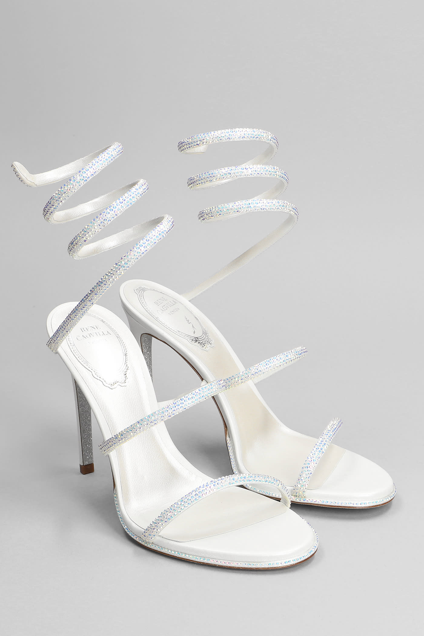 RENÉ CAOVILLA SANDALS IN WHITE LEATHER 