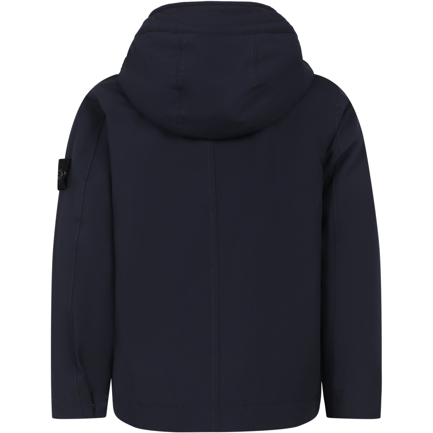 Shop Stone Island Junior Blue Jacket For Boy With Compass In Navy Blue