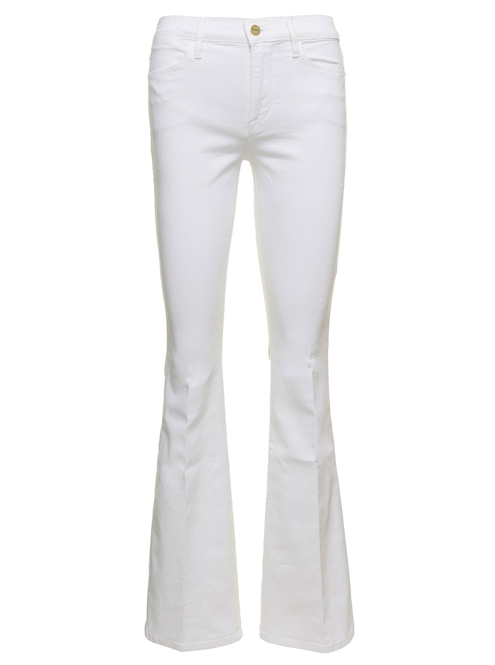 Frame Le One High Waist Flare Jeans In White