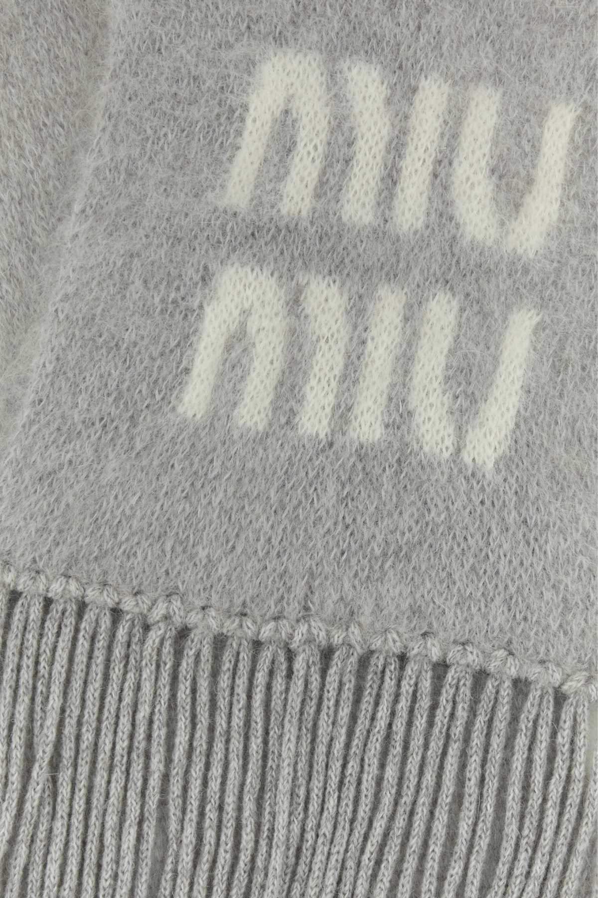 Miu Miu Grey Mohair Blend Scarf In Gray