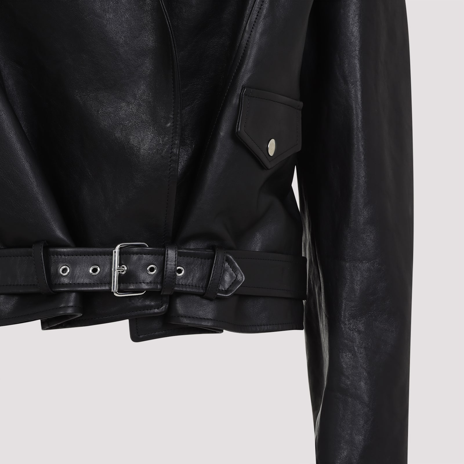 Shop Alaïa Biker Hooded Jacket In Noir Alaia