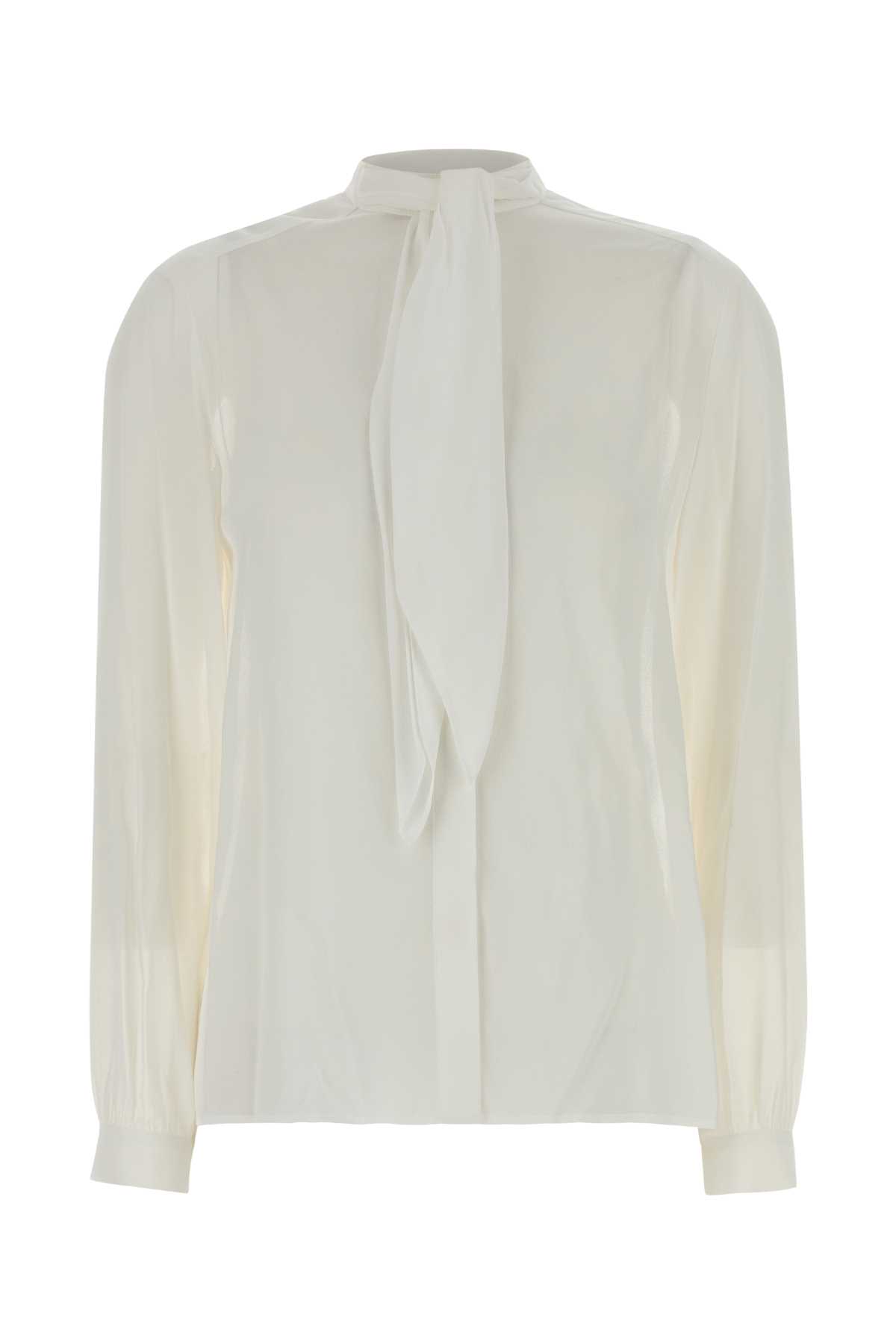 Tory Burch Georgette Bow Blouse Shirts White In White