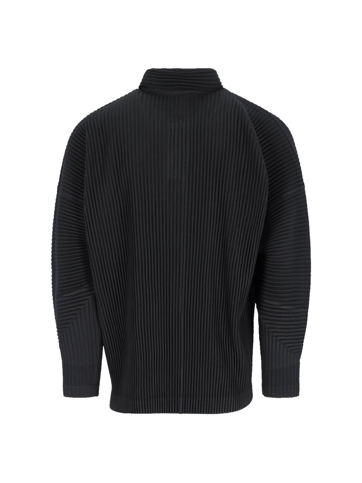 Issey Miyake Pleated Polo Shirt In Black