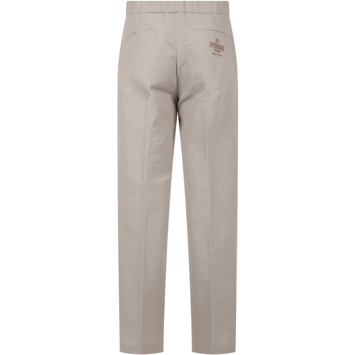 Shop Fendi Grey Trousers For Boy With Logo