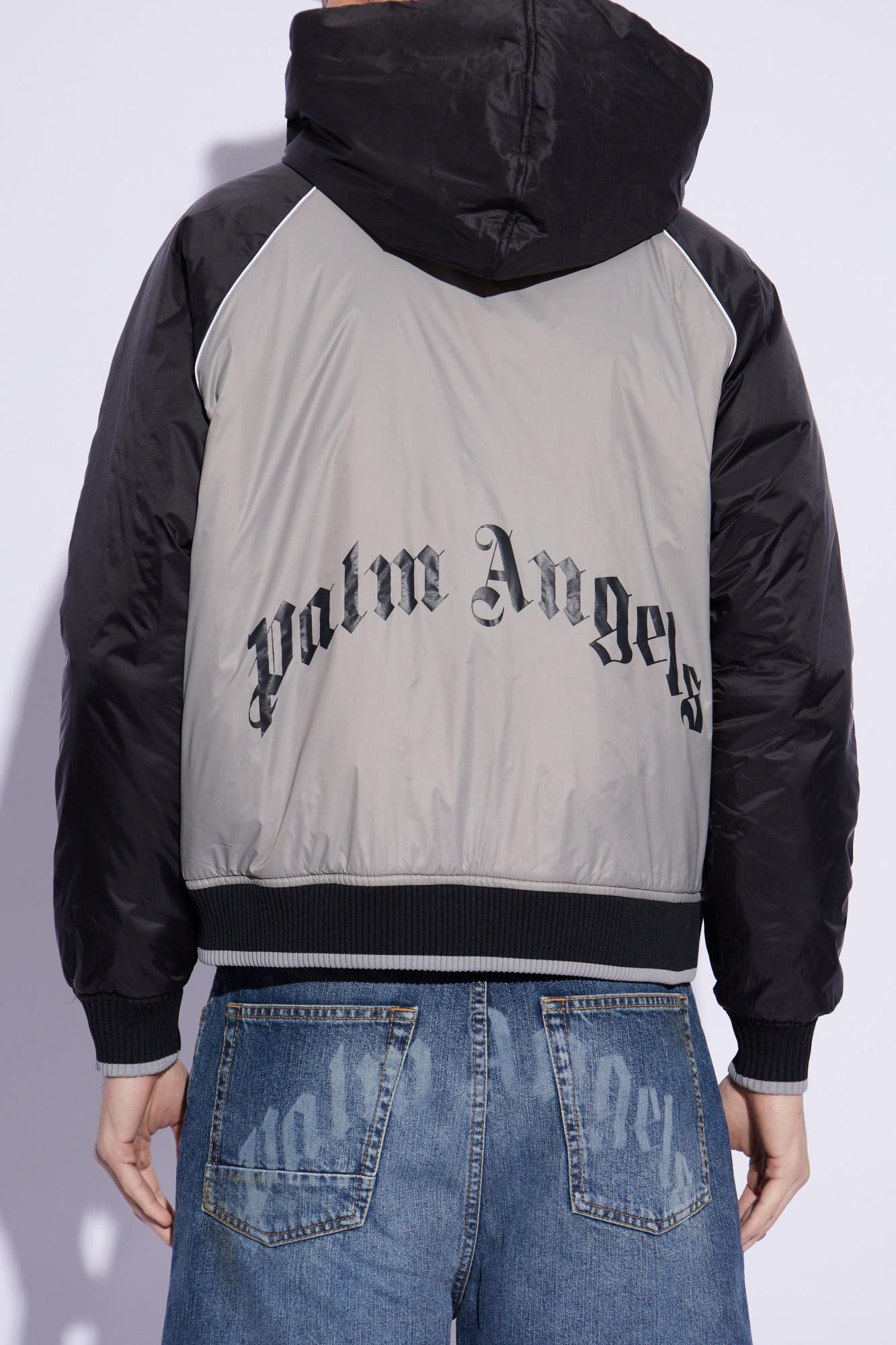 Palm Angels Hooded Jacket In Grigio