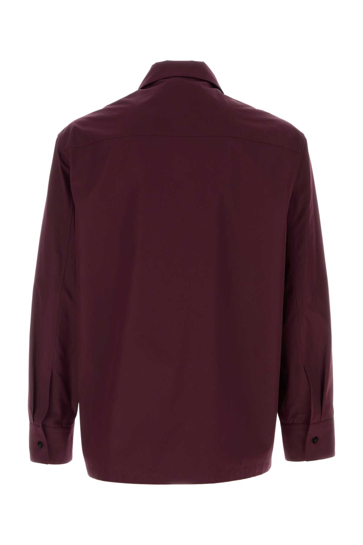 Jil Sander Bordeaux Shirt With Classic Collar And Front Zip Closure In Burgundy