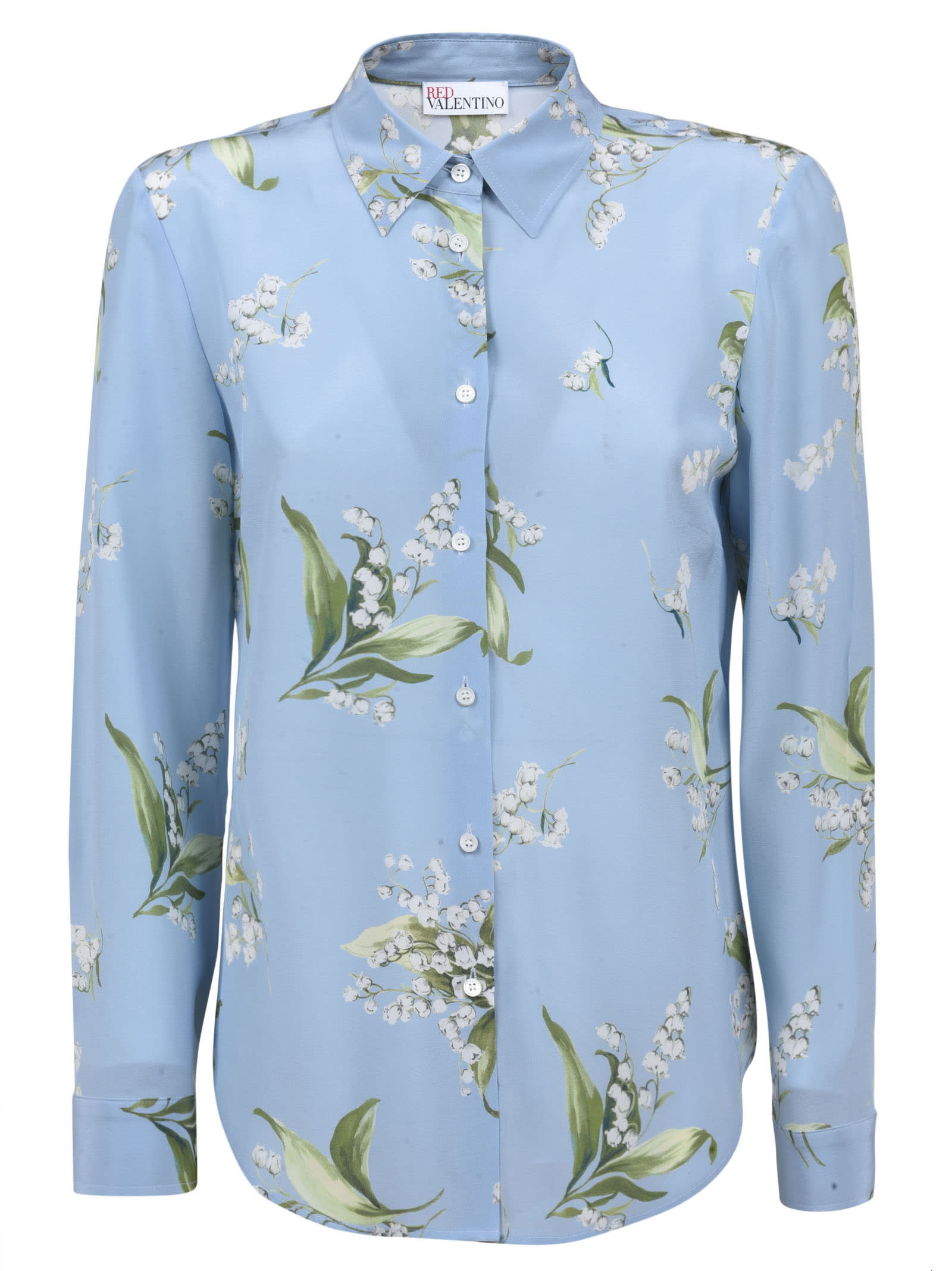 Red Valentino Floral Printed Slim Shirt In Azure