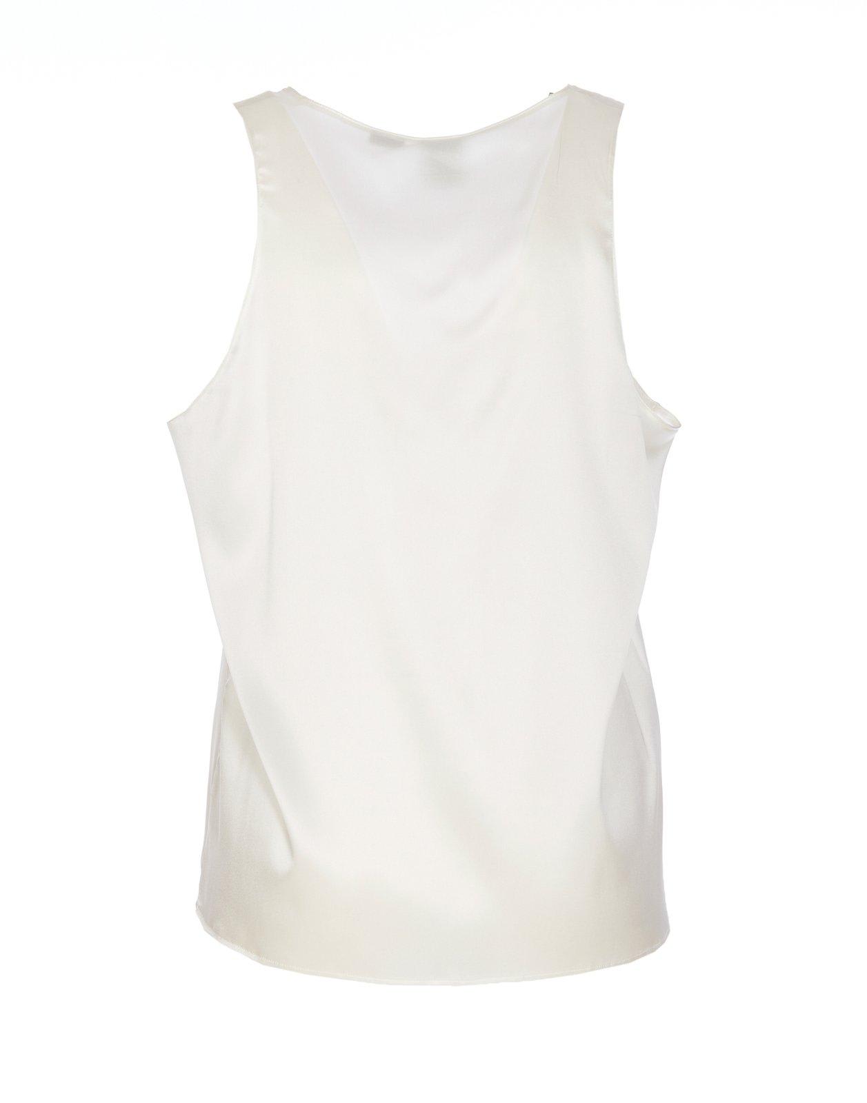 Shop Pinko V-neck Satin Sleeveless Top In White