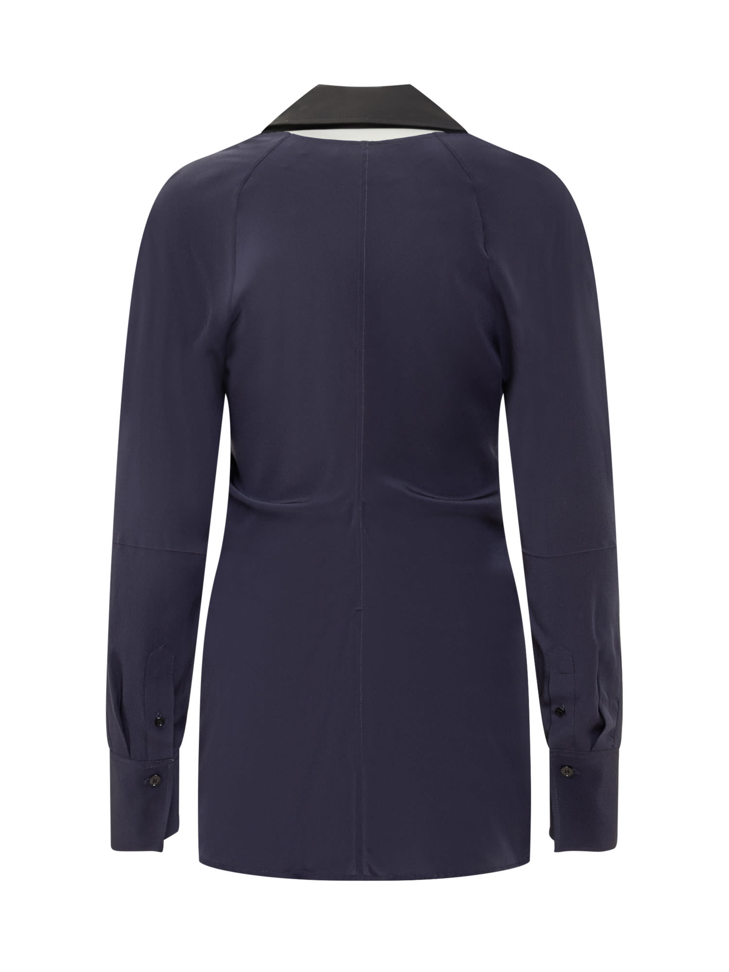 Shop Victoria Beckham Silk Shirt In Ink Blue