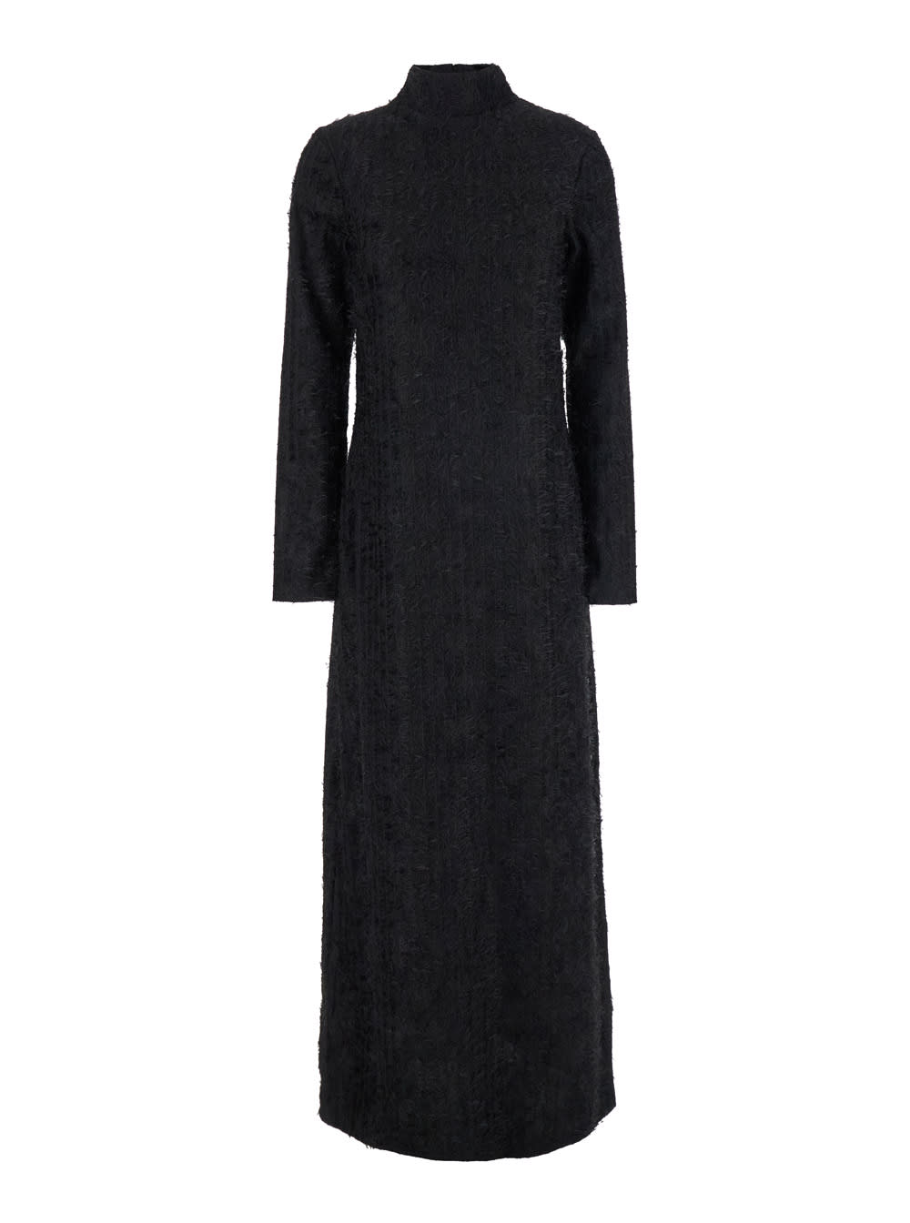 Shop Rohe Textured Lace Turtleneck Dress In Black