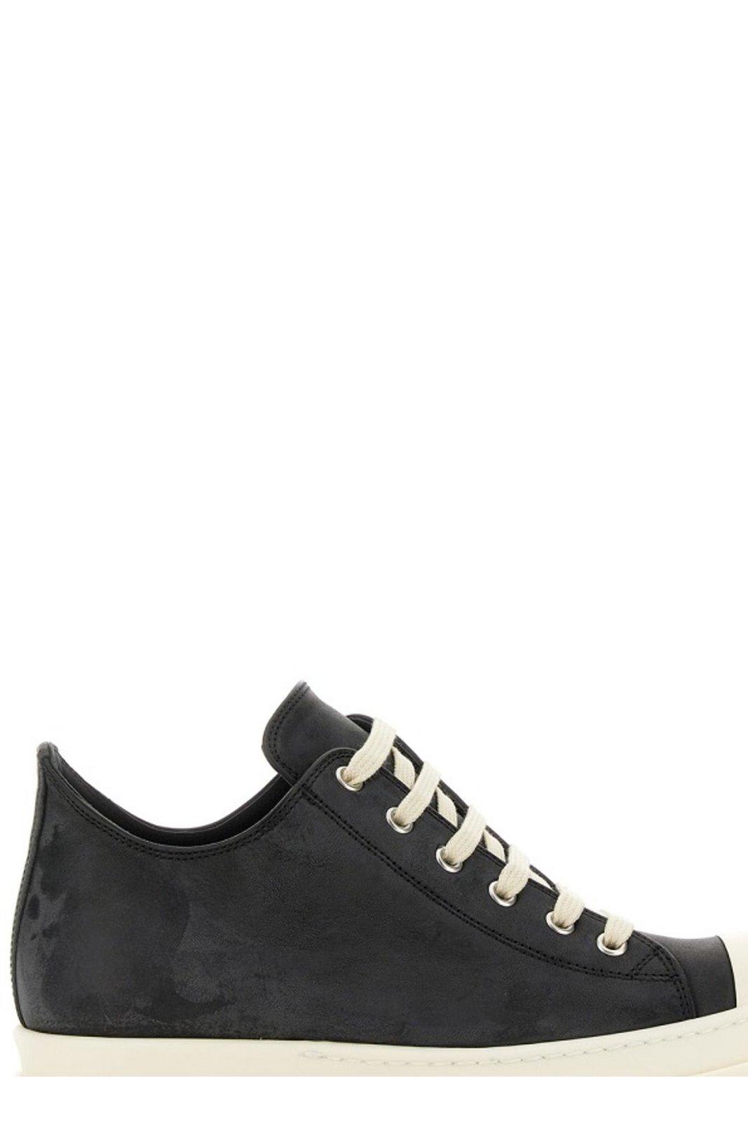 Rick Owens Round-toe Lace-up Sneakers In Nero