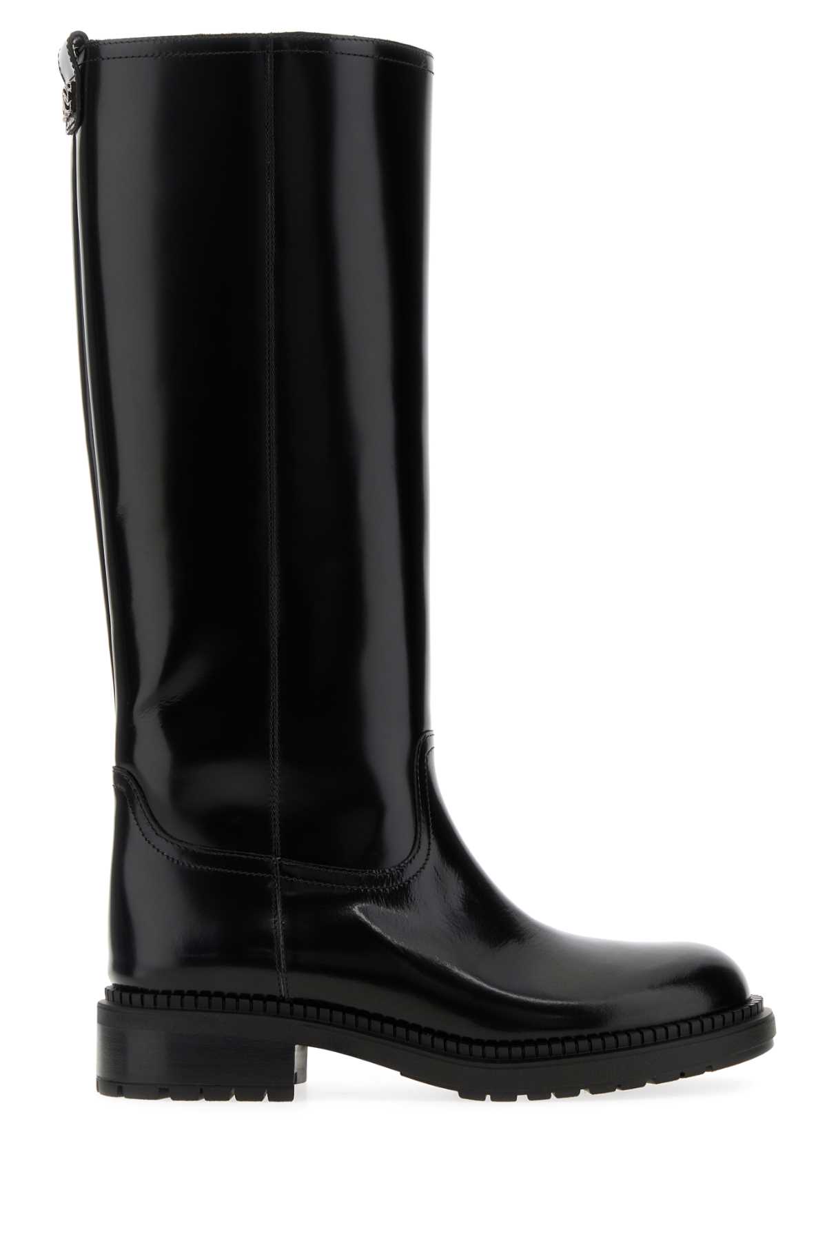 Casadei Leather Knee High Boots With Chunky Sole In Black
