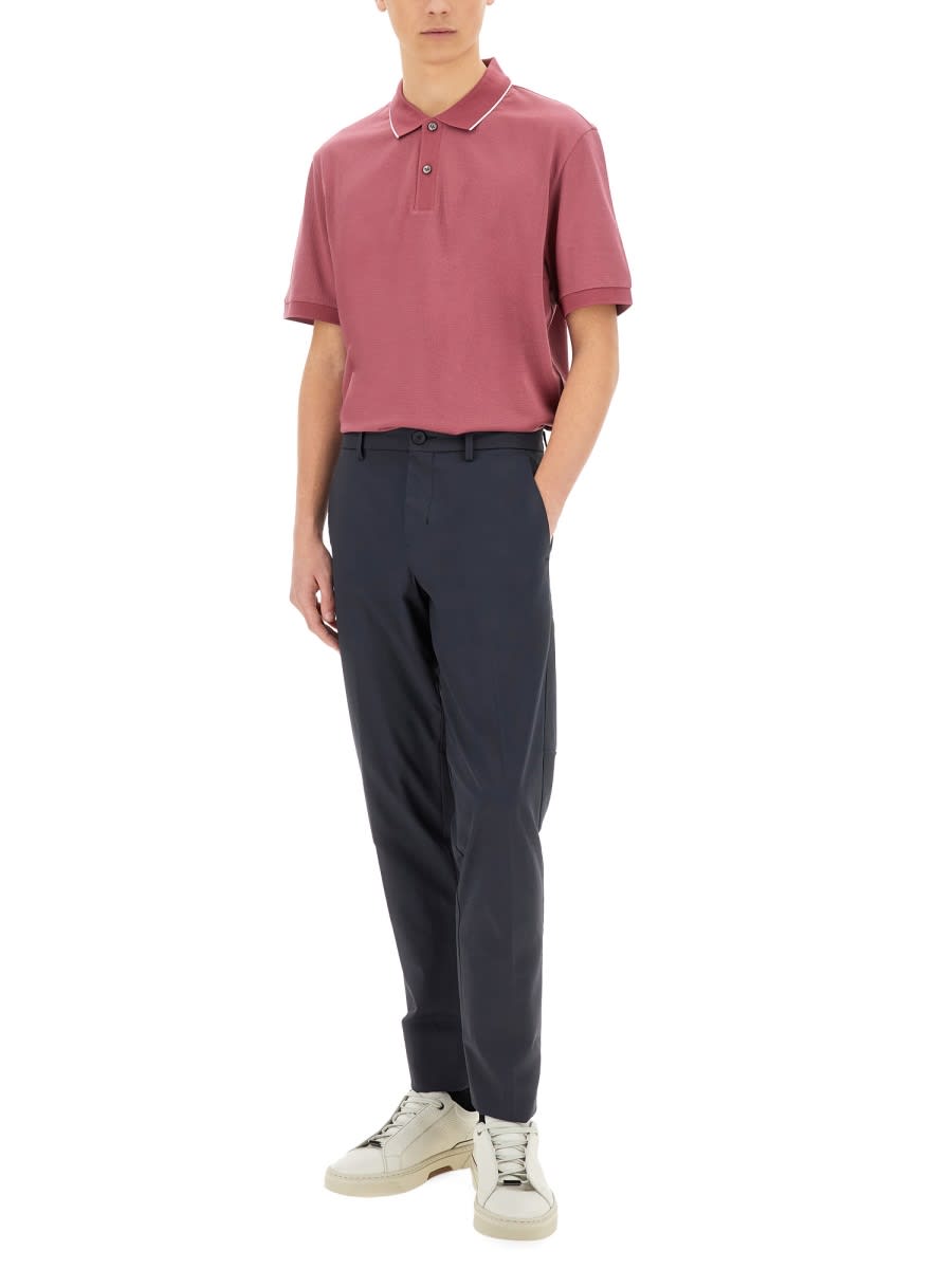 Hugo Boss Boss Silk-blend Pink Polo In Pink