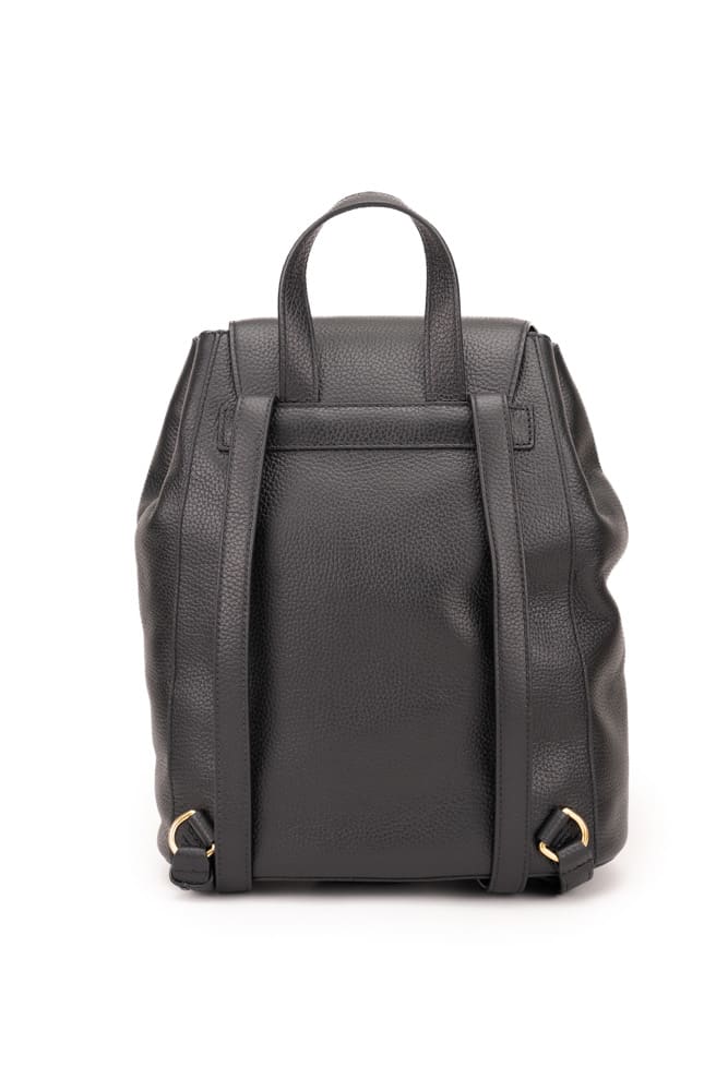 Shop Coccinelle Hammered Leather Backpack In Noir