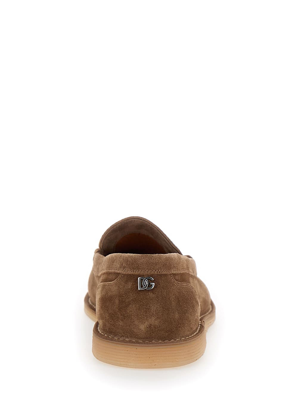 Shop Dolce & Gabbana New Florio Ideal Brown Loafers With Dg Detail In Suede Man In Marrone