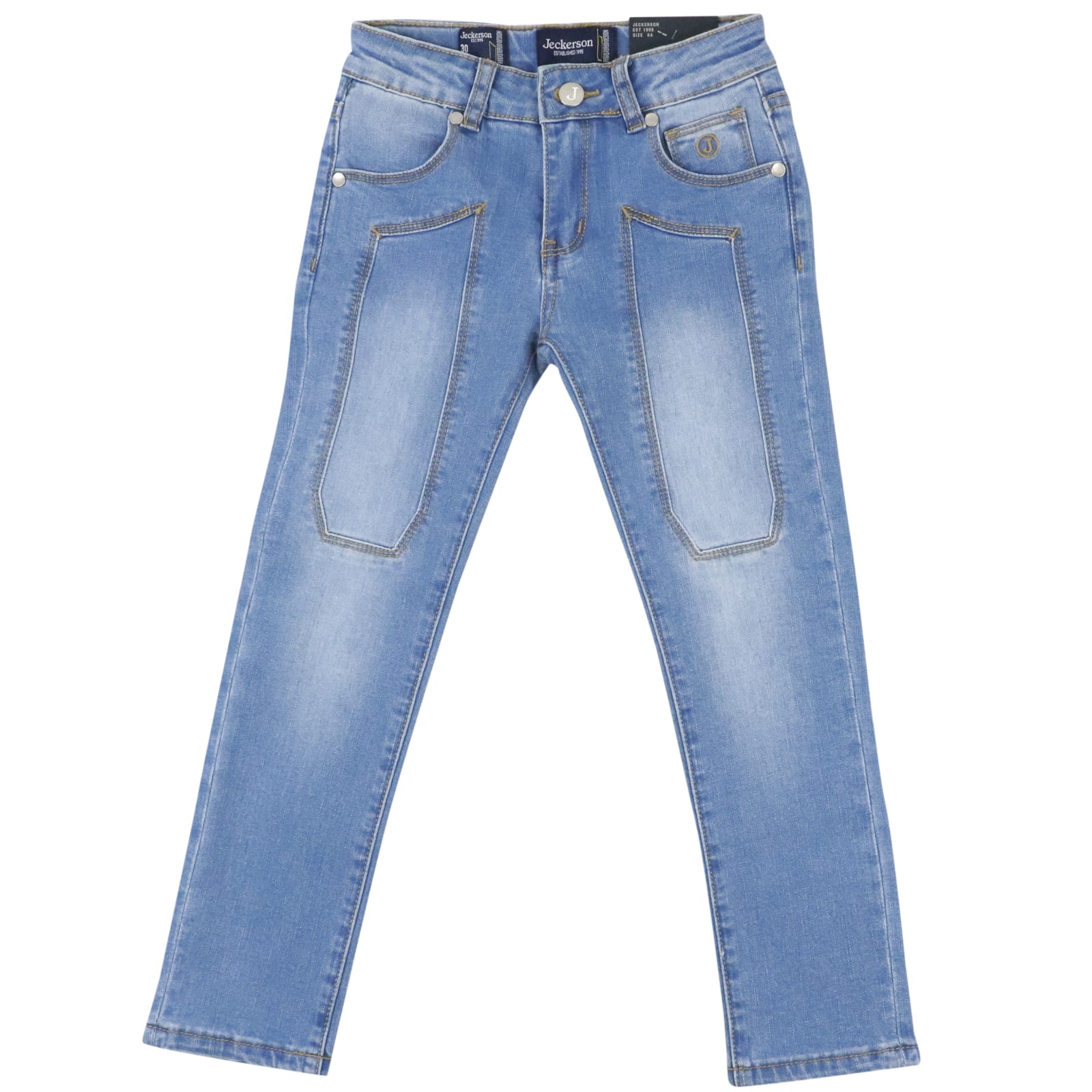 Jeckerson Kids' Faded Denim Jeans In Light Wash