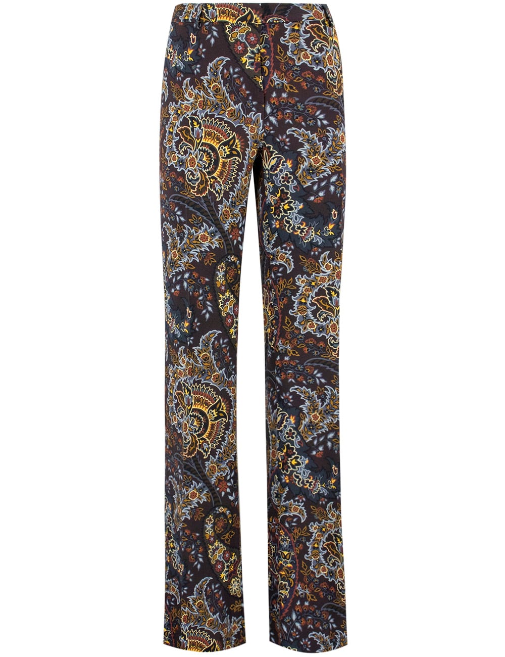 Shop Etro Trousers In Print On Black Base