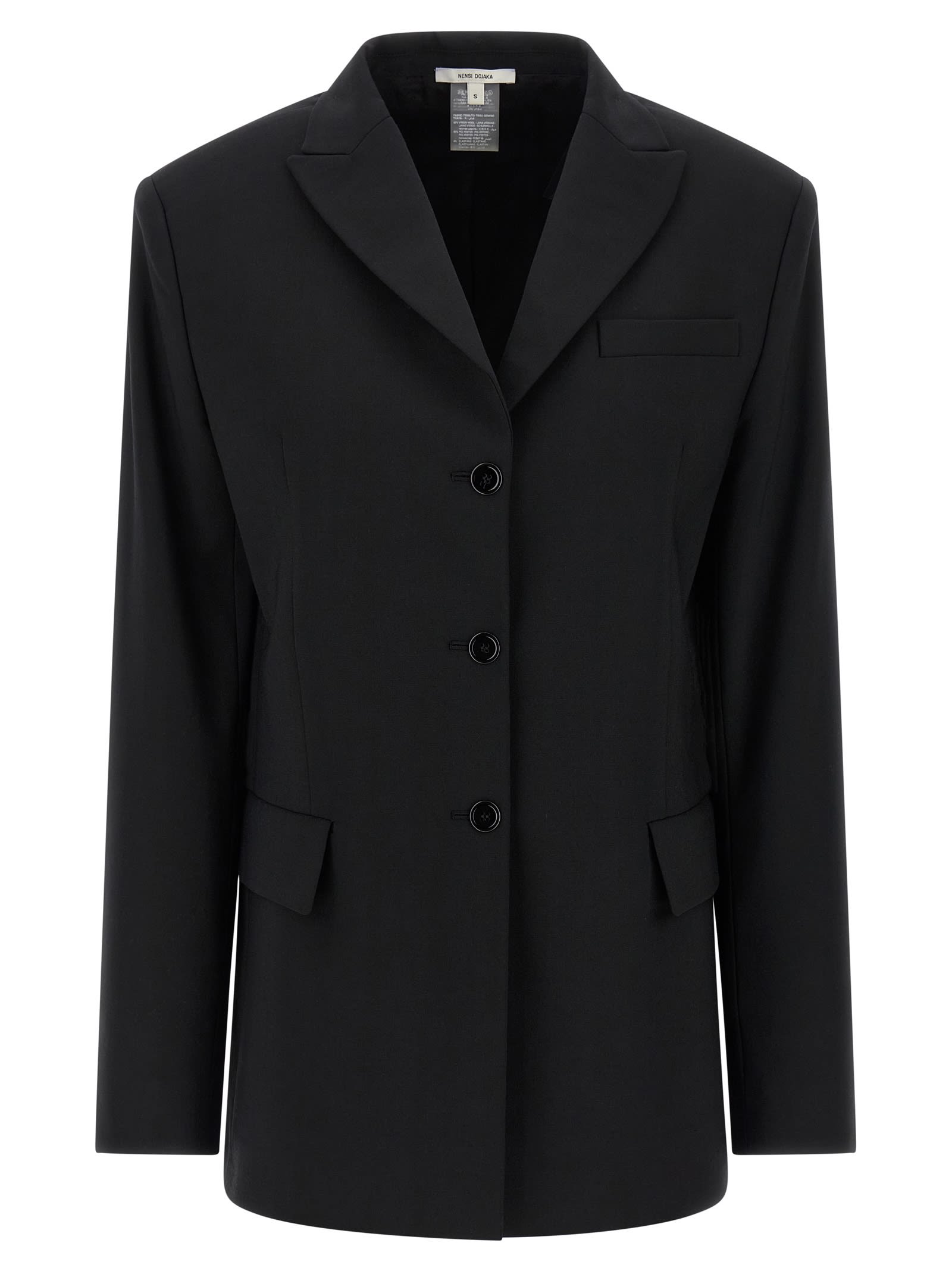 Nensi Dojaka Tailored Black Wool Blend Blazer In Black