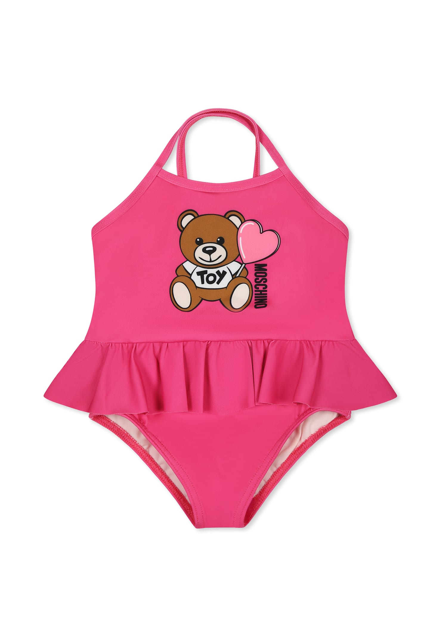 Moschino Fuchsia One-piece Swimsuit For Baby Girl With Teddy Bear In Fuchsia