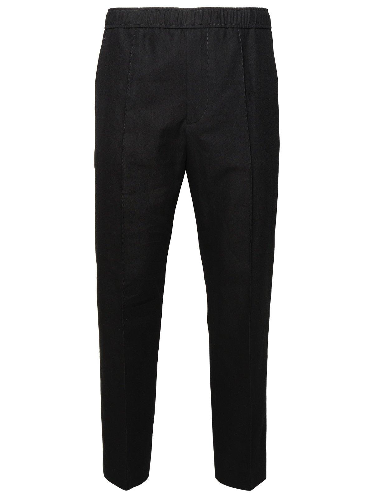 Shop Lanvin Mid-rise Tapered Cropped Trousers In Nero