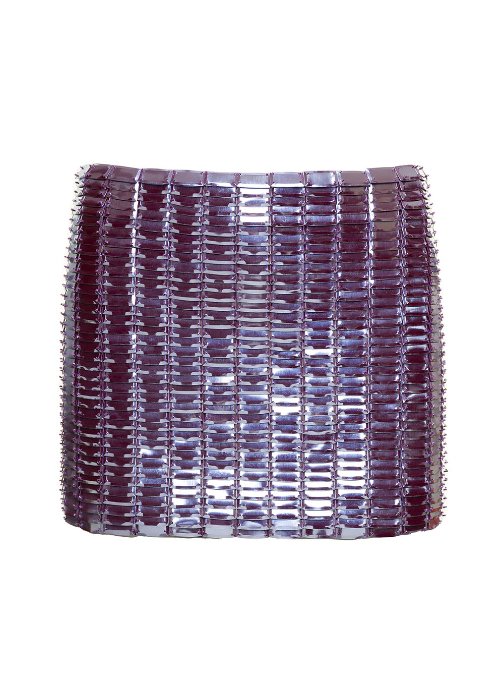 Shop Attico Rue Purple Low Waisted Miniskirt With Rectangular Mirror Sequins In Techno Jersey Woman In Violet