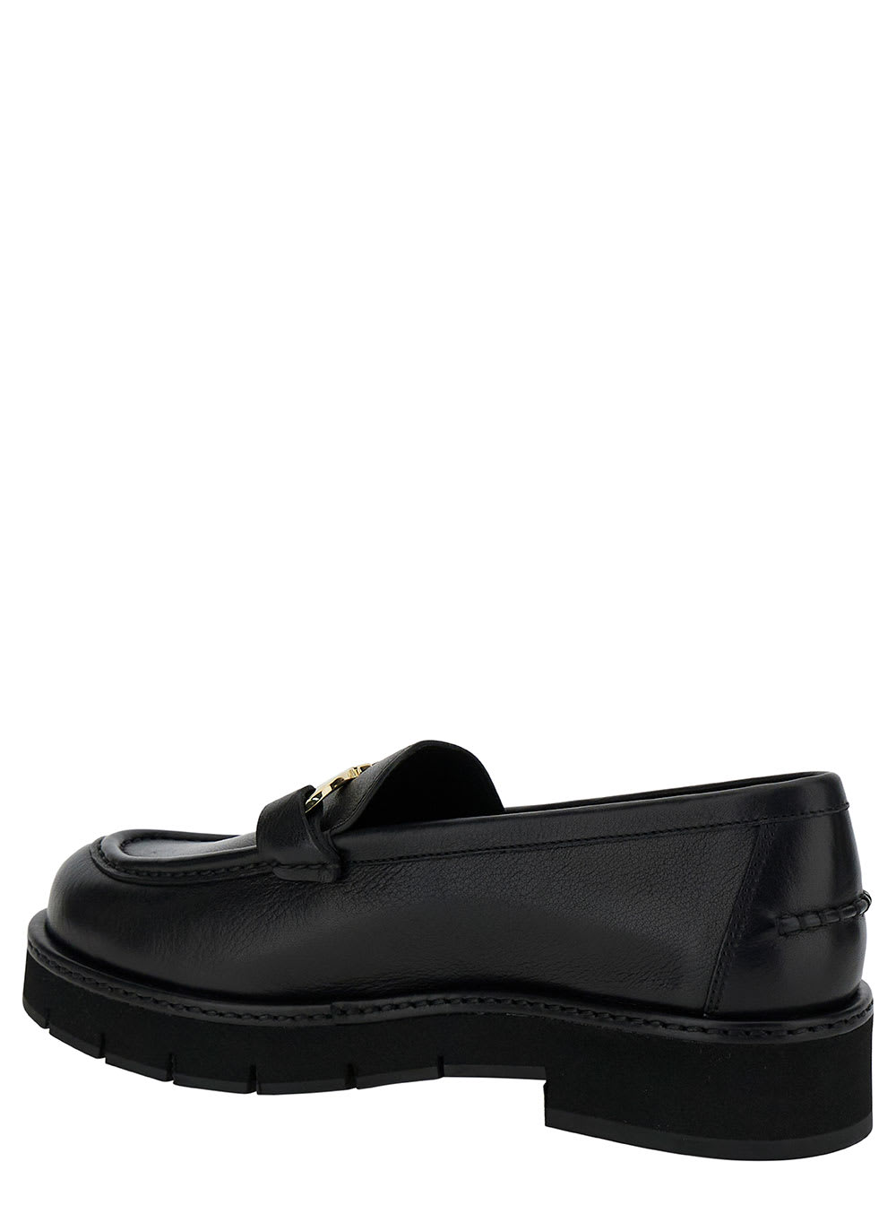 Shop Ferragamo Mayna Black Loafers With Gancini Detail And Platform In Leather Woman