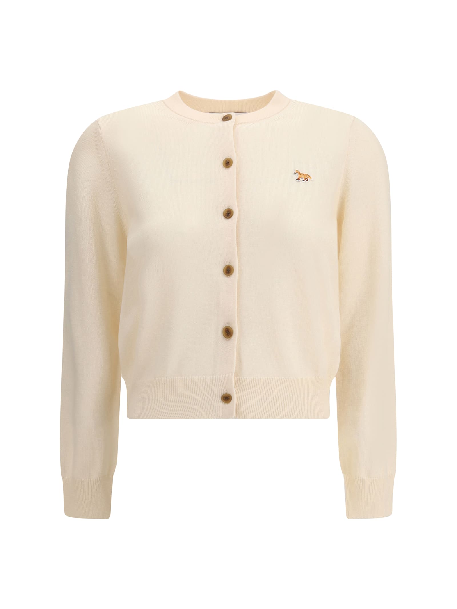 Maison Kitsuné Profile Fox-embroidered Button Cardigan In Pink