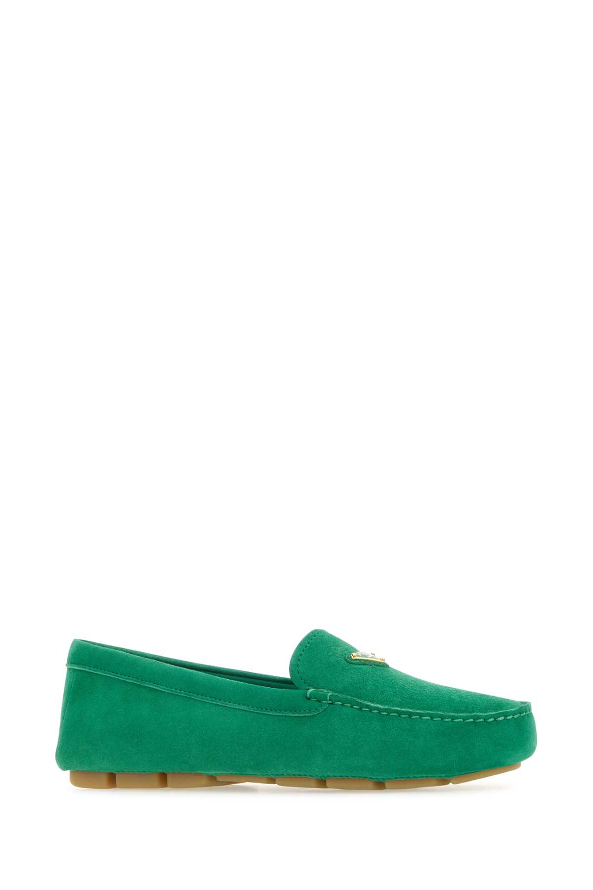 Shop Prada Grass Green Suede Loafers In Menta