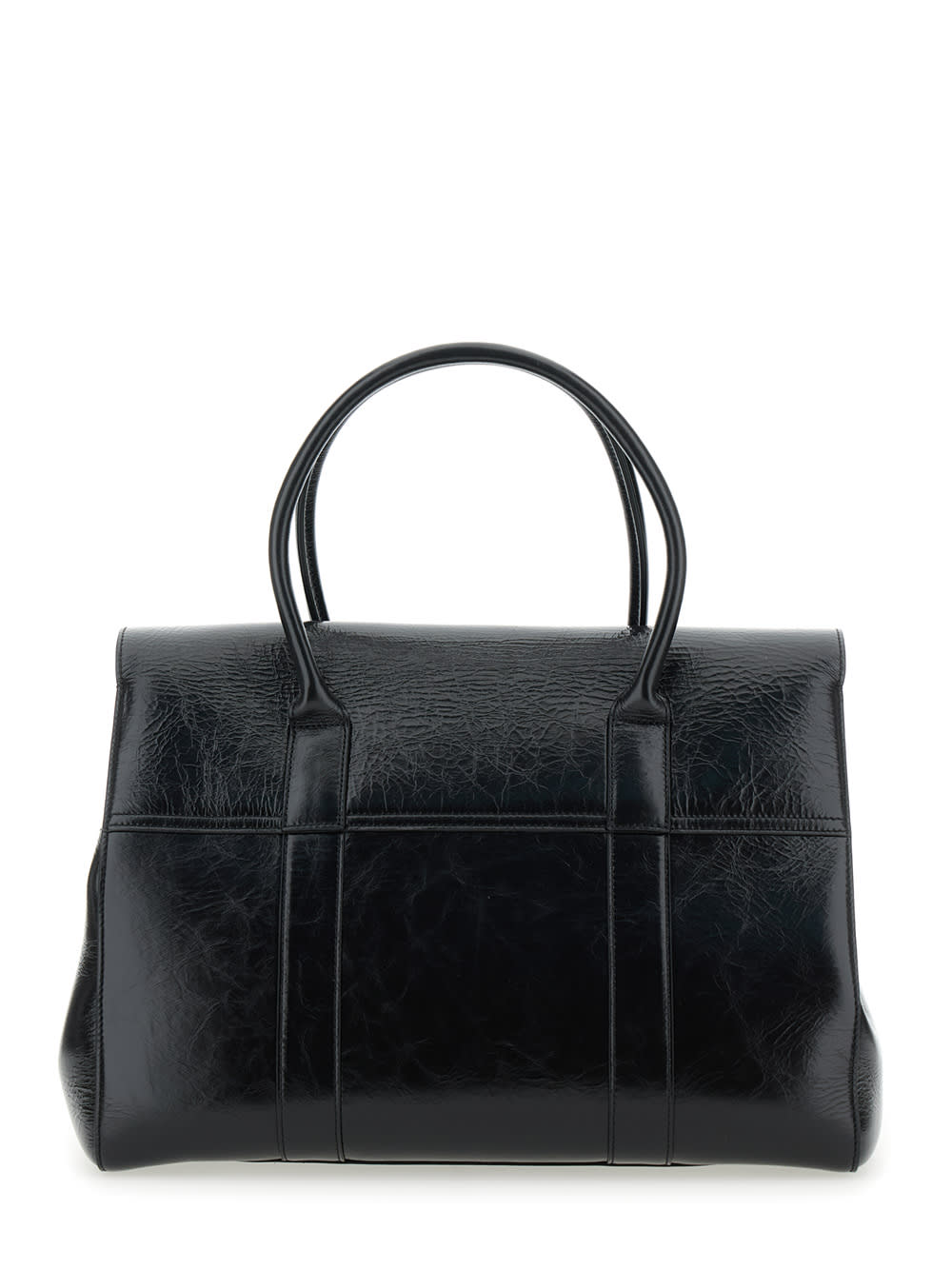 Shop Mulberry Bayswater Black Handbag With Postmans Lock Closure In Leather Woman