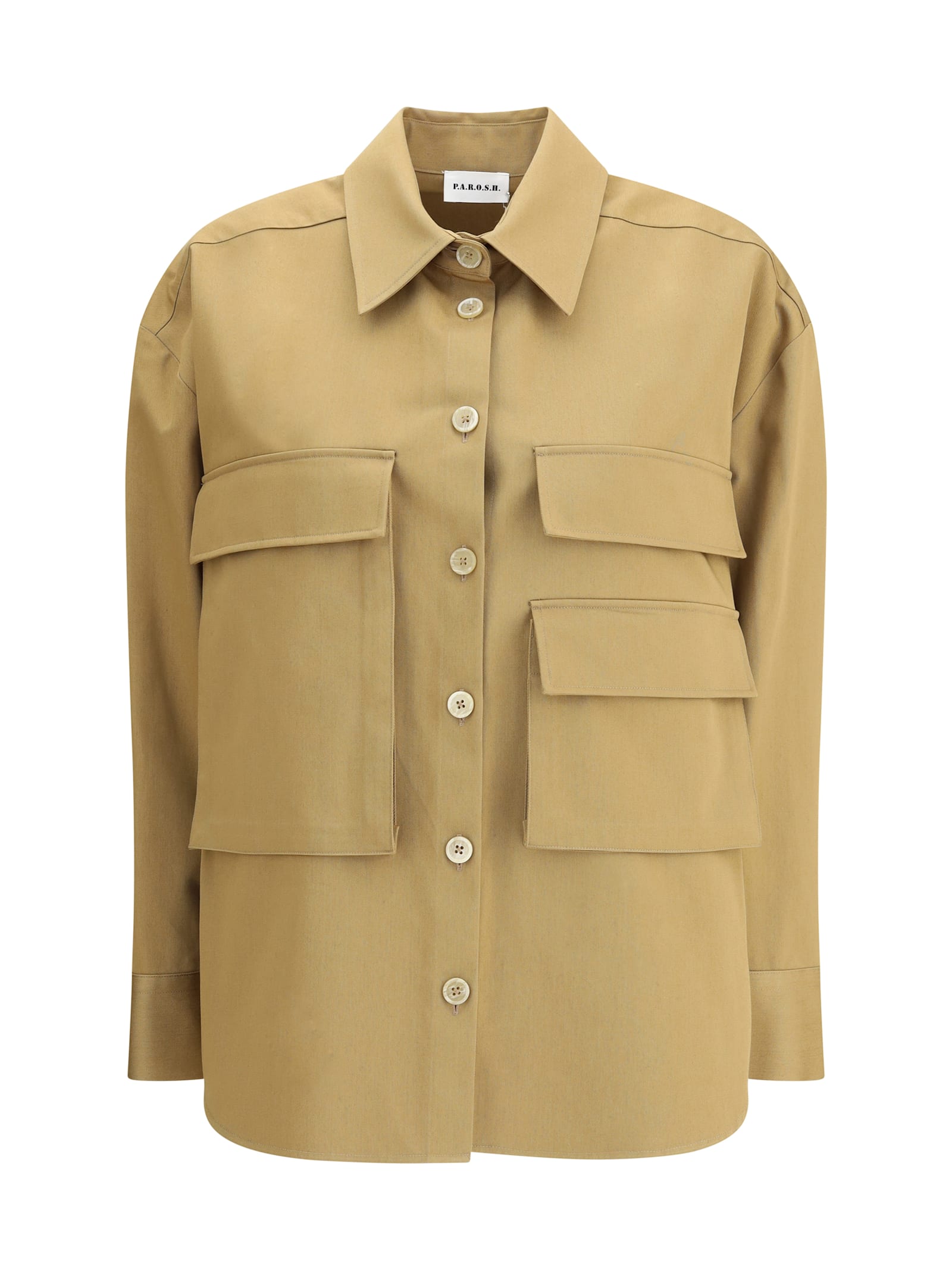 P.a.r.o.s.h P. A.r. O.s. H. Maxi Pockets Shirt In Brown