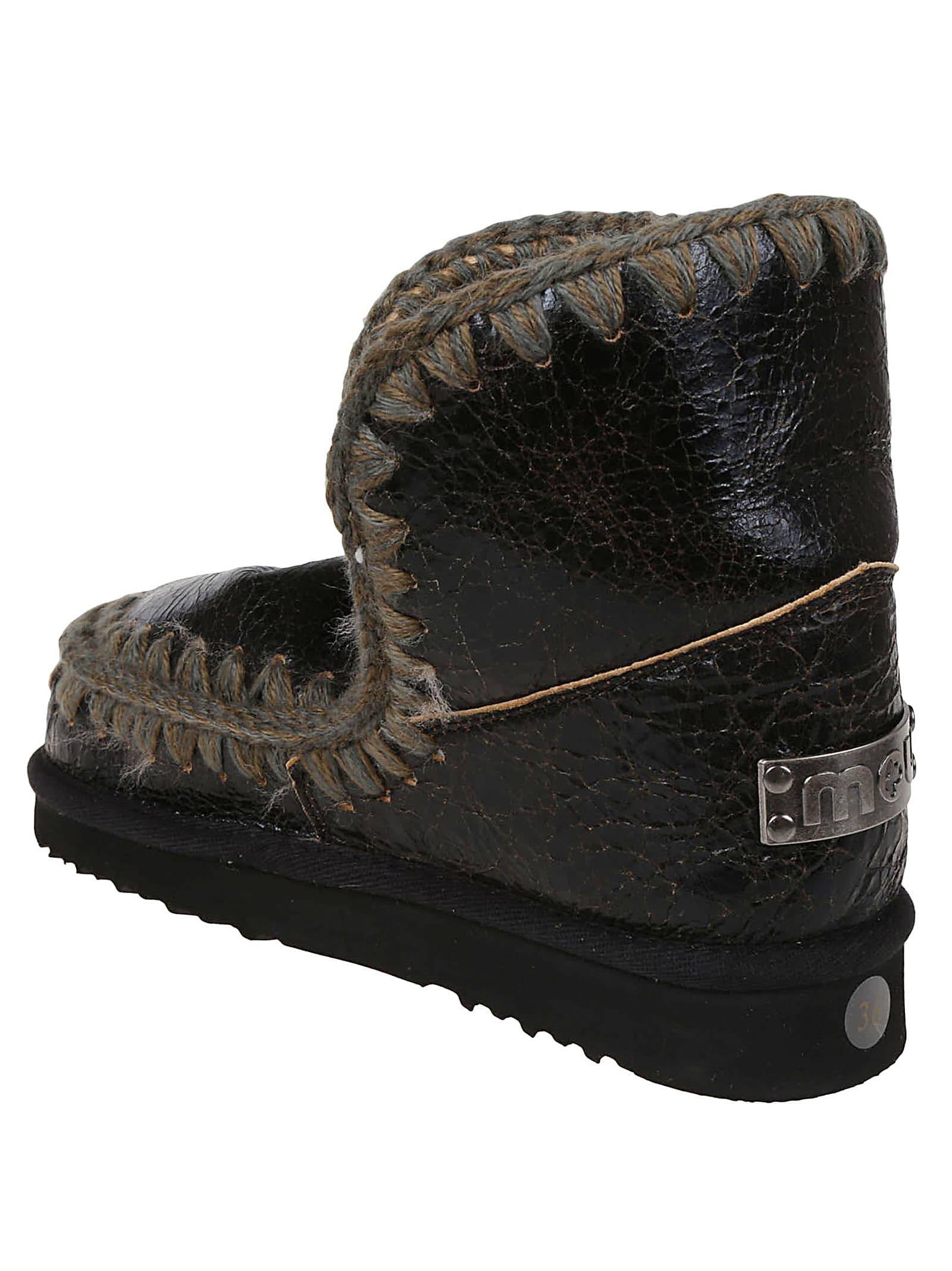 Shop Mou Eskimo Boot 18cm In Wrsdkb Wrinkled Shiny Dark Brown