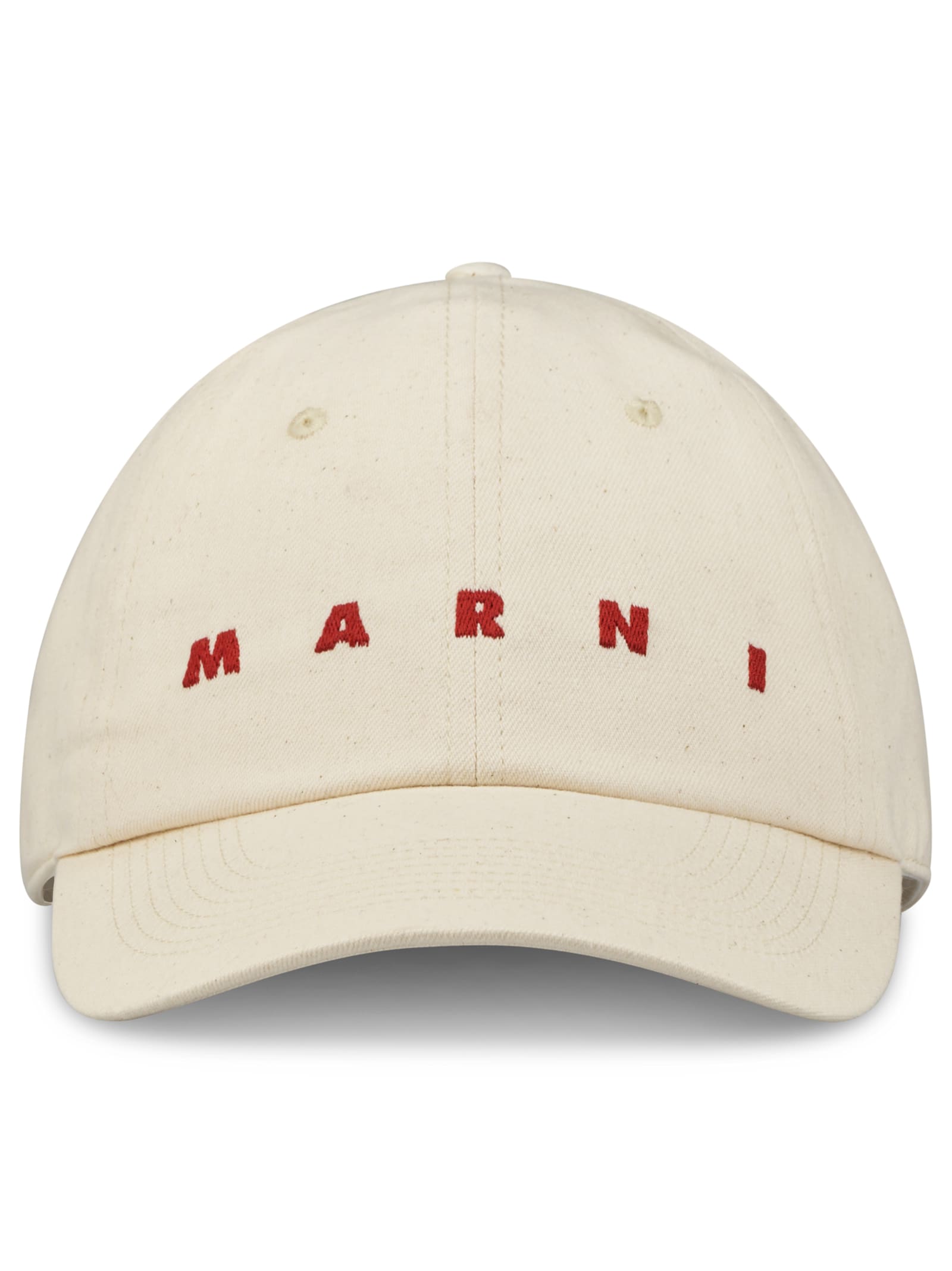 Marni Classic Six-panel Cap With Adjustable Strap In Bone