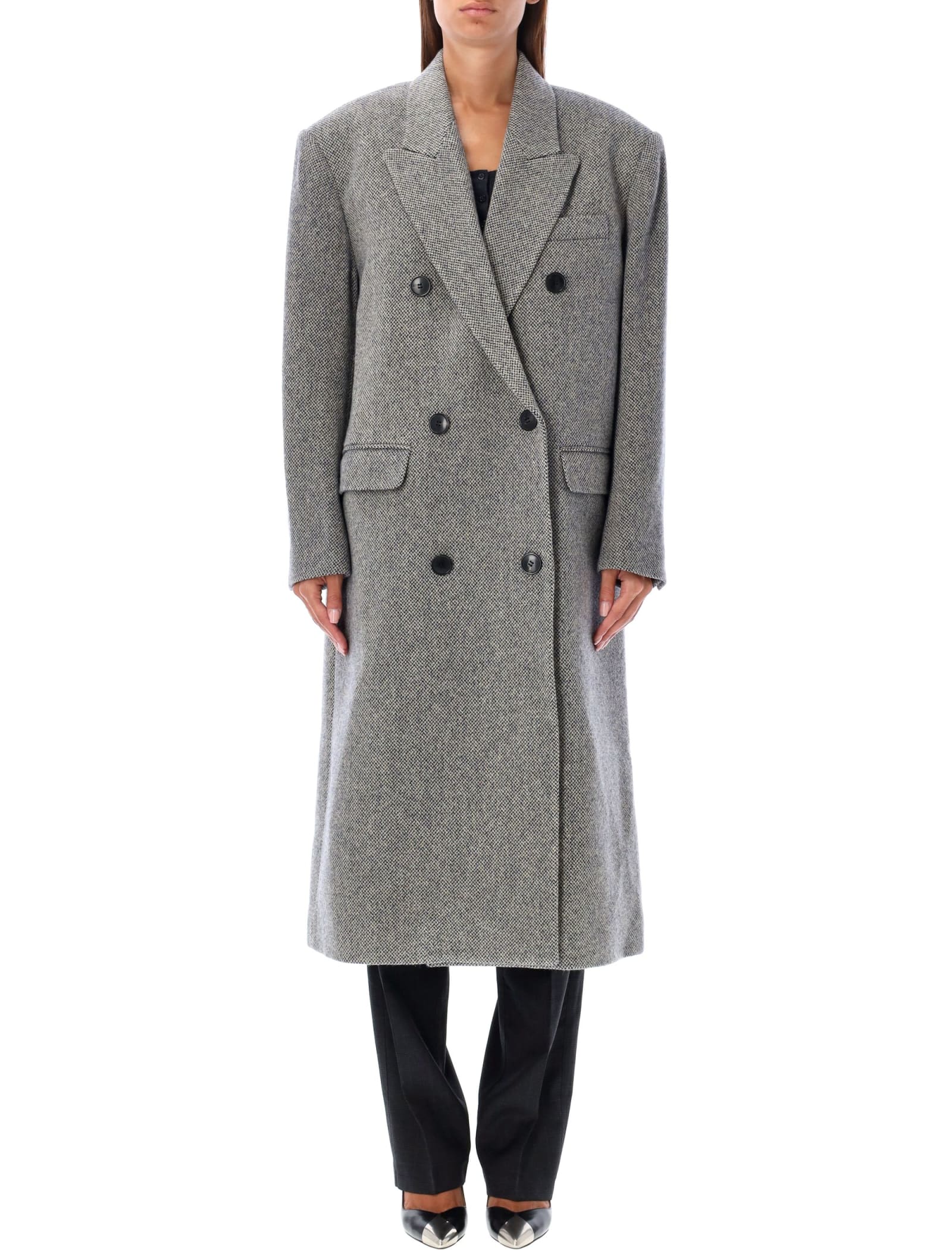 Shop Marant Etoile Lexana Coat In Black Ecru