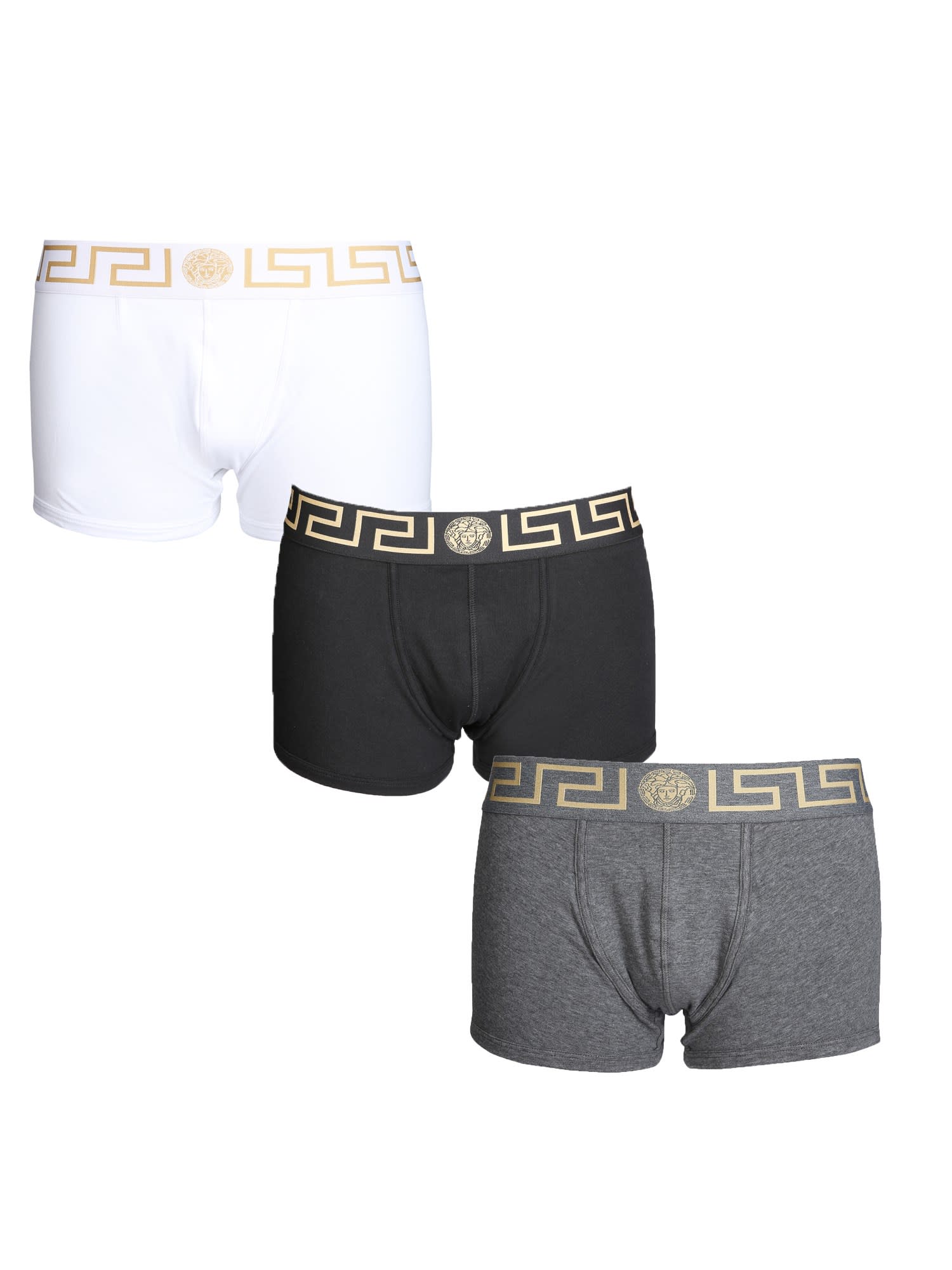 Versace Set Of Three Cotton Boxers In Multicolor