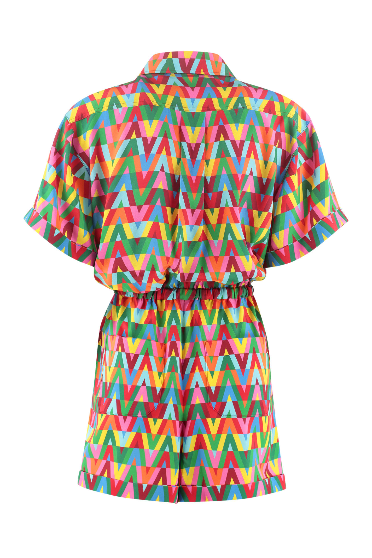 Valentino Optical Print Playsuit In Red