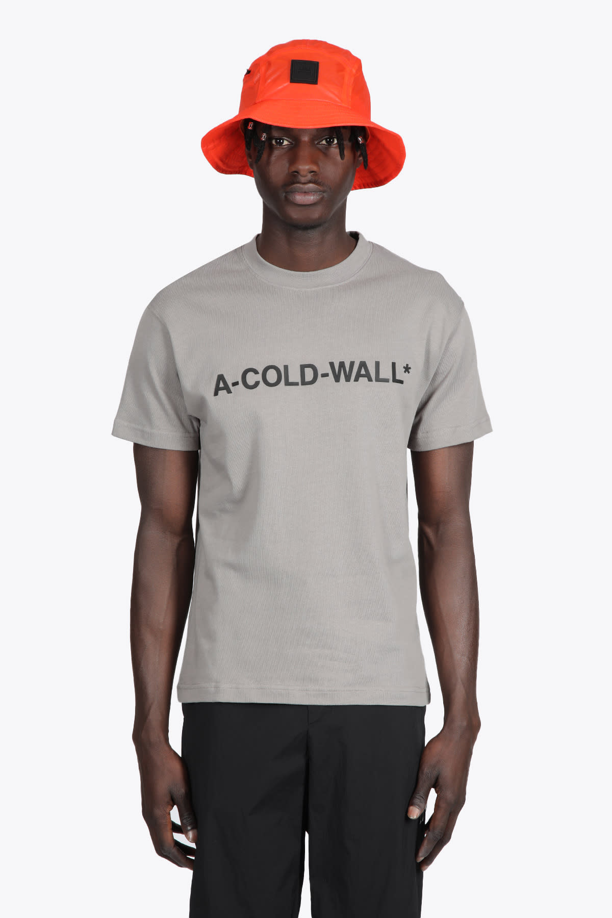 A-COLD-WALL Knitted Esssential Ss Logo T-shirt Grey cotton t-shirt with front logo